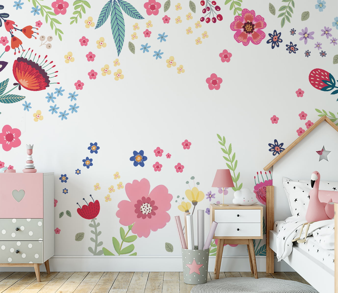 Papel De Parede Rosas Flores De Jardim Floral Infantil - VR604
