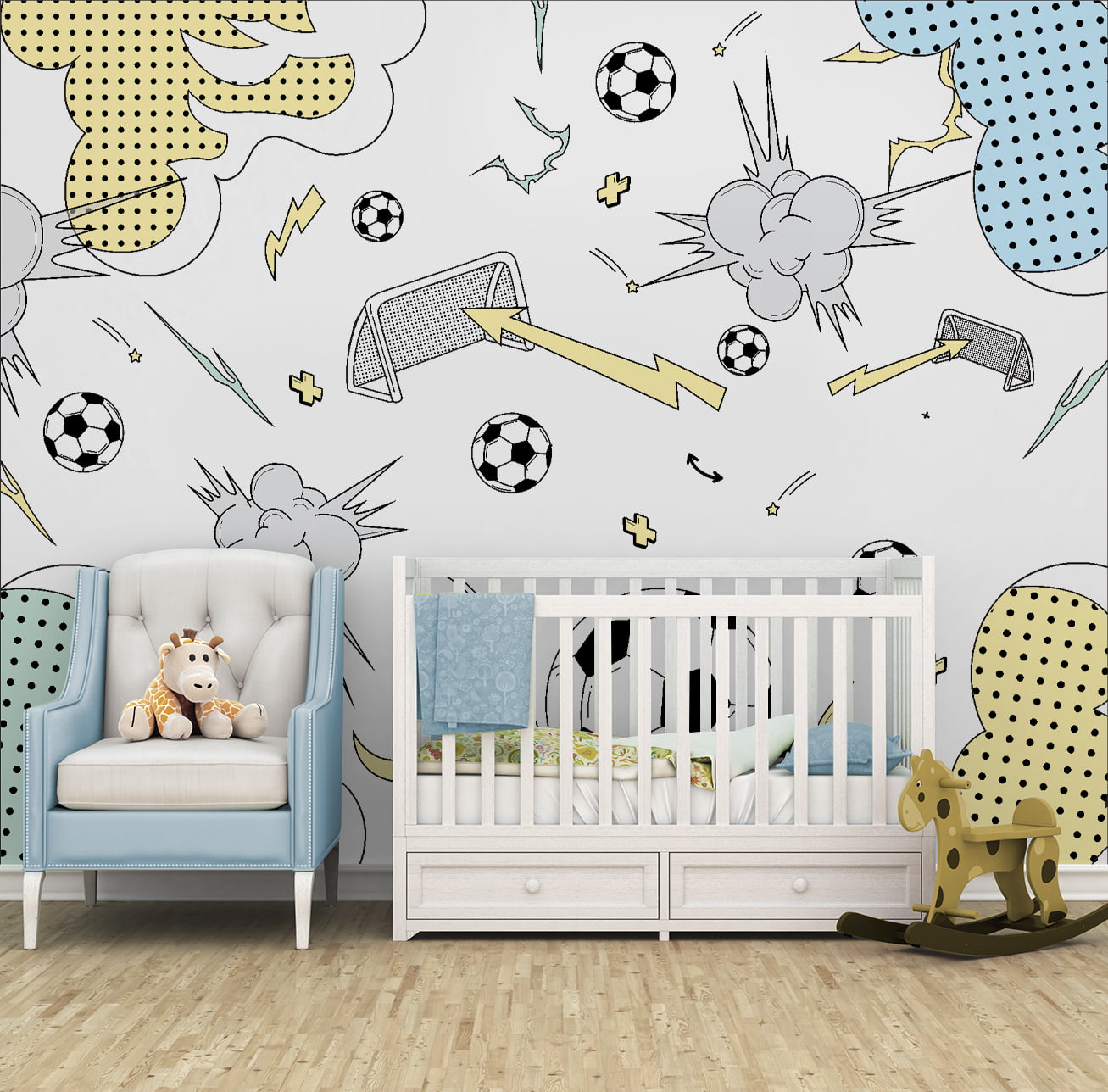 Papel de Parede tema jogo de futebol quarto infantil bebê  - VR693