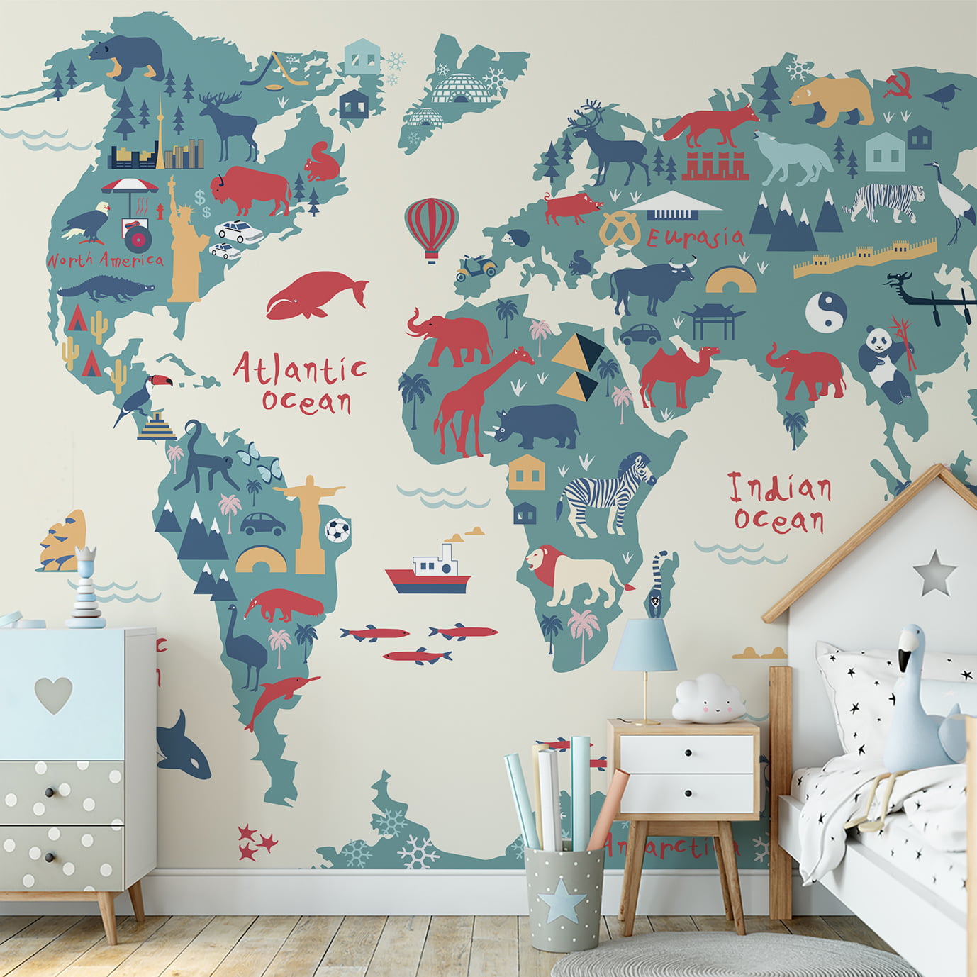 Papel de Parede Infantil Mapa Mundi