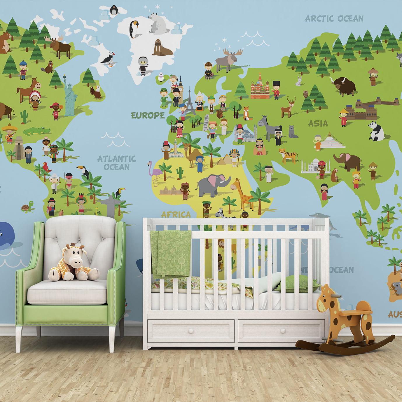 Papel de Parede Infantil Mapa Mundi