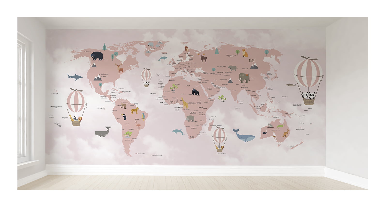 Papel De Parede Para Quarto De Beb Infantil Mapa Mundi