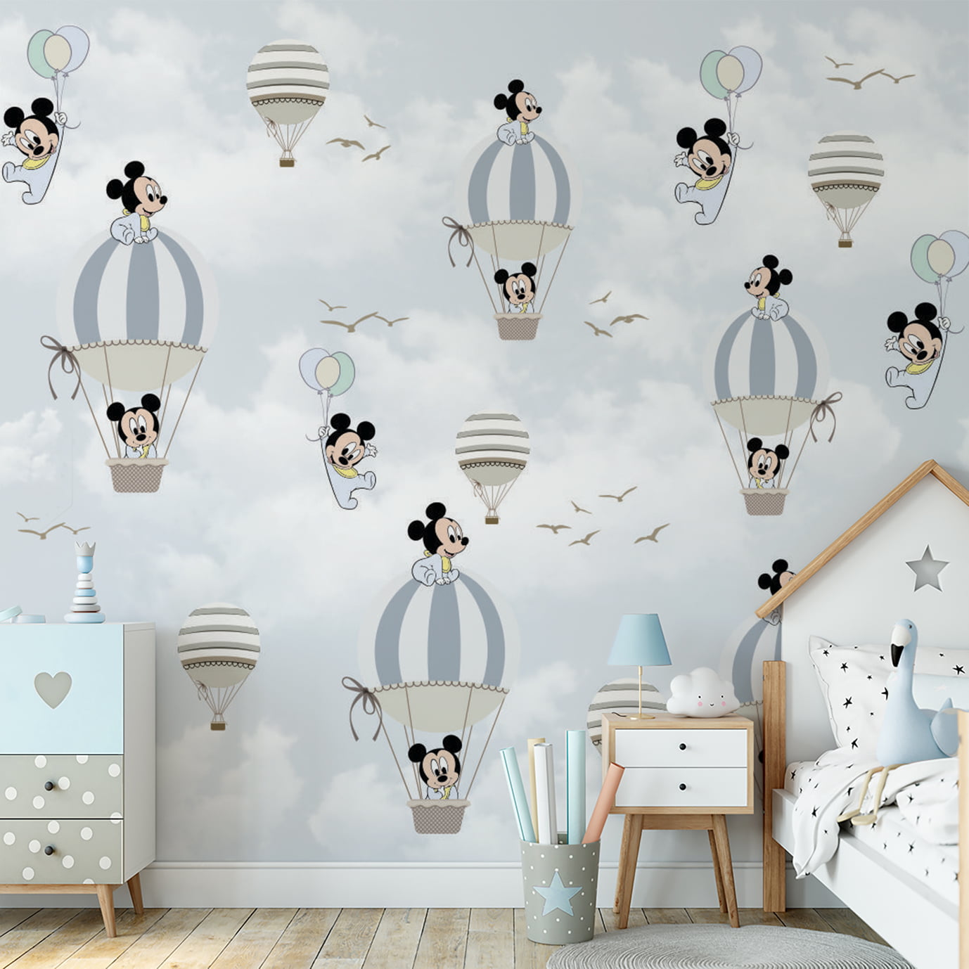 Papel de parede infantil para quarto de bebê Mickey