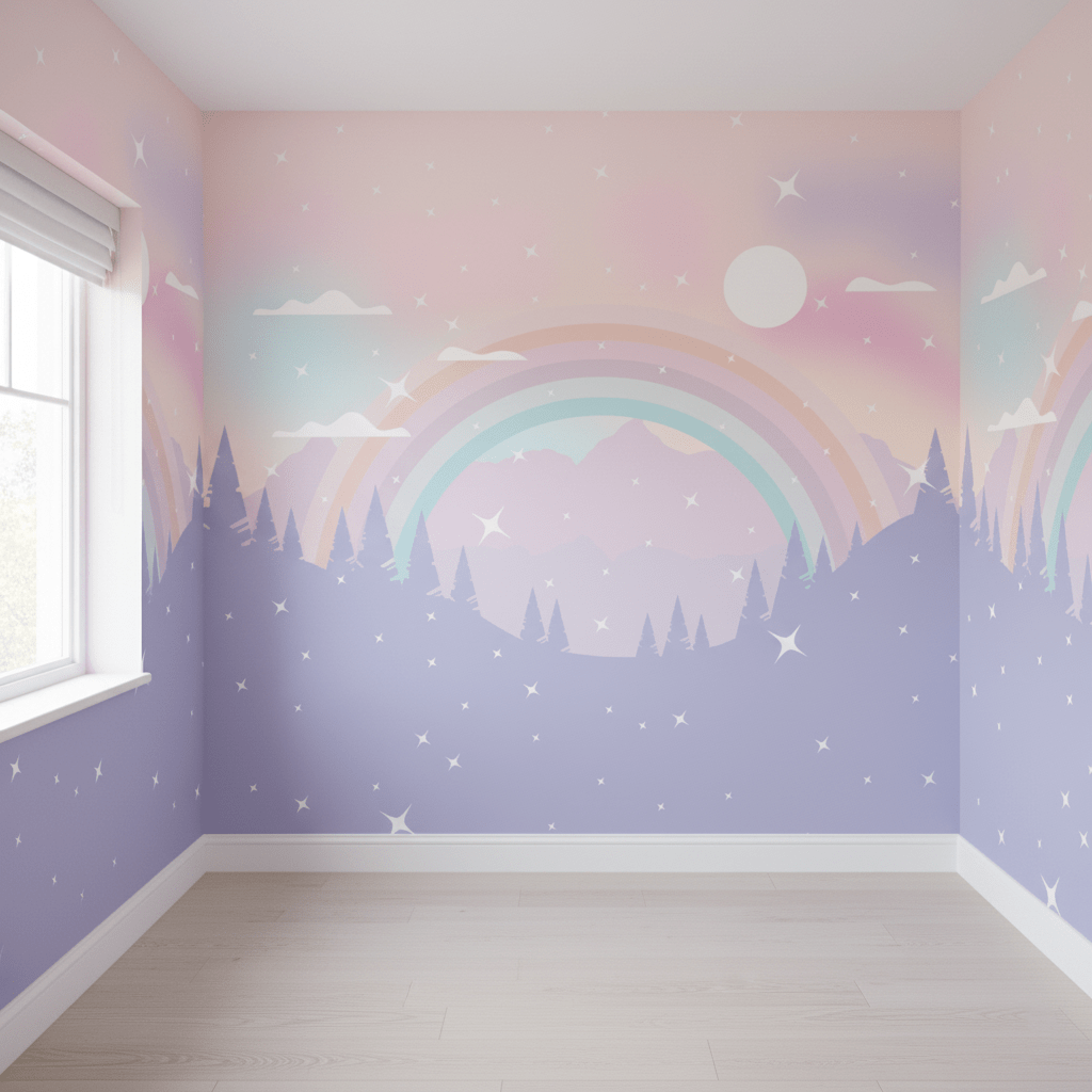 Papel de Parede Arco-Íris com Montanhas - VR774