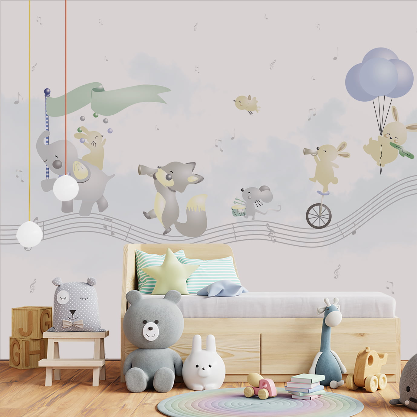 Papel de Parede Infantil Safari Musical