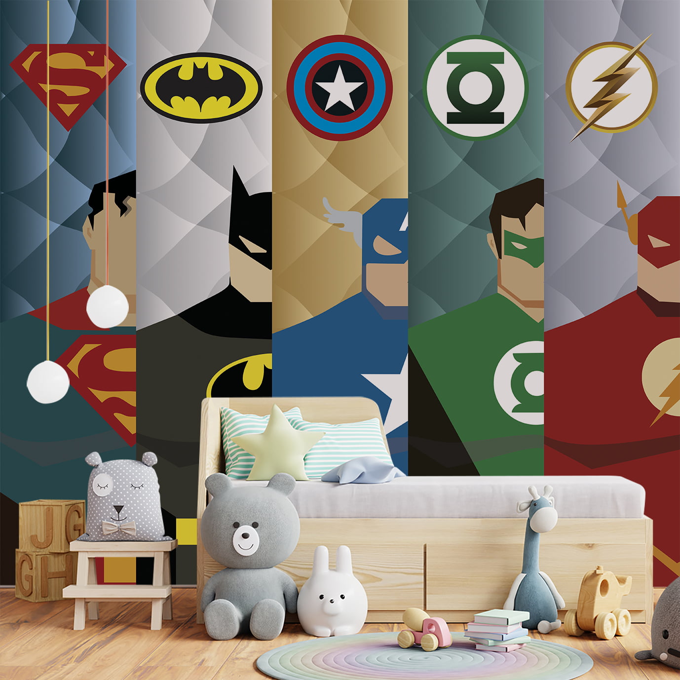 Quadro super heroi e menina bebe