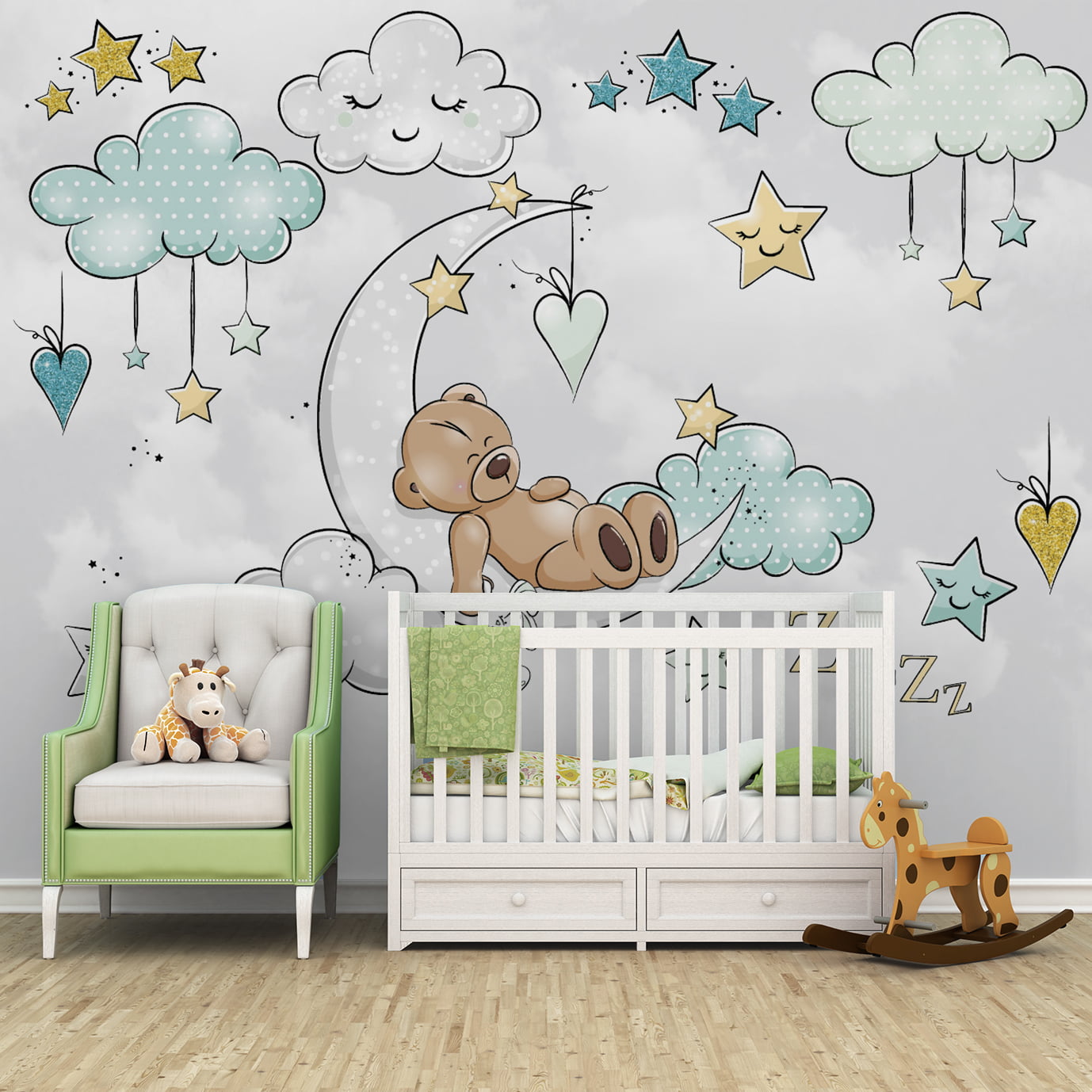 Papel de Parede Infantil Ursinho nas Nuvens