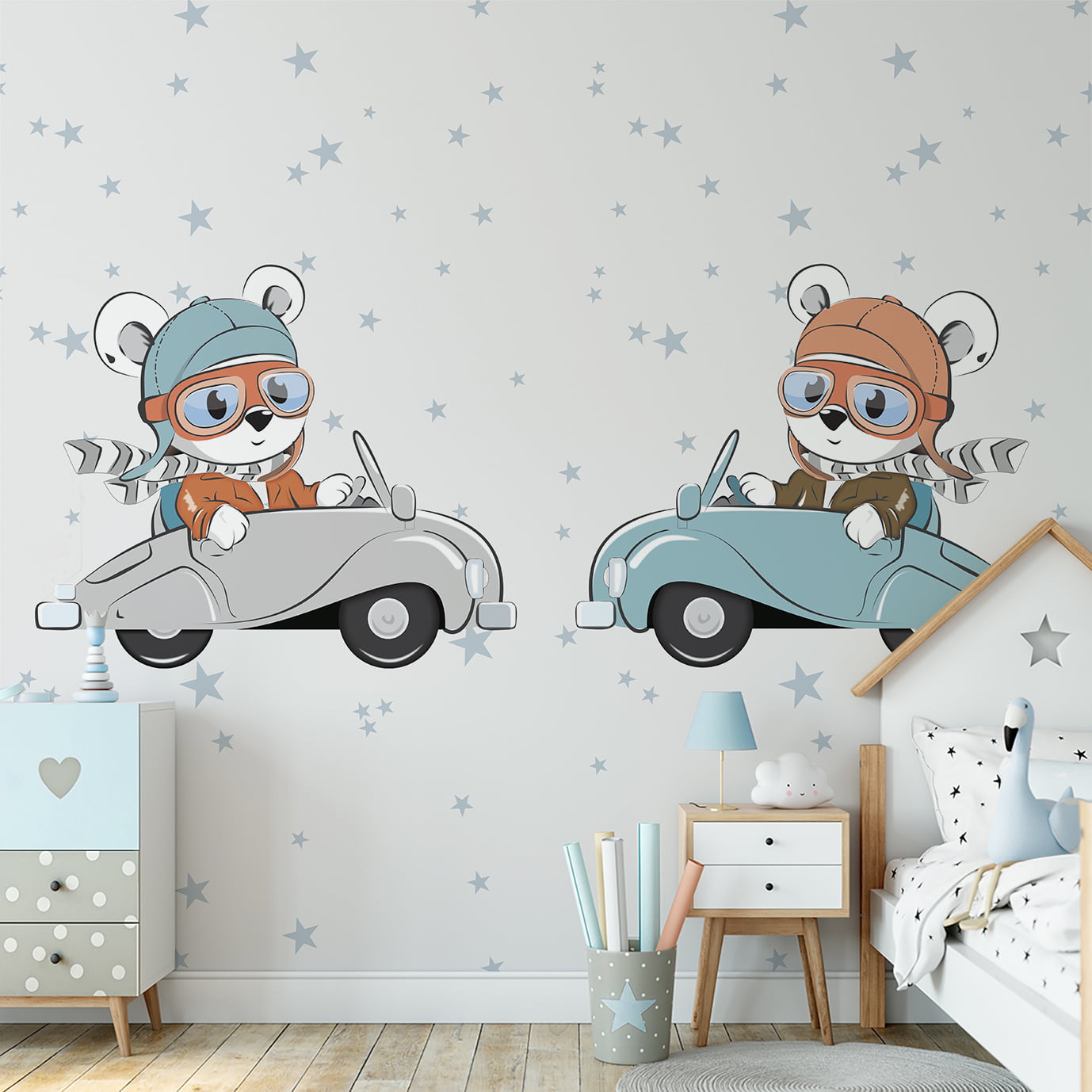 Papel de Parede Infantil Ursinho Motorista