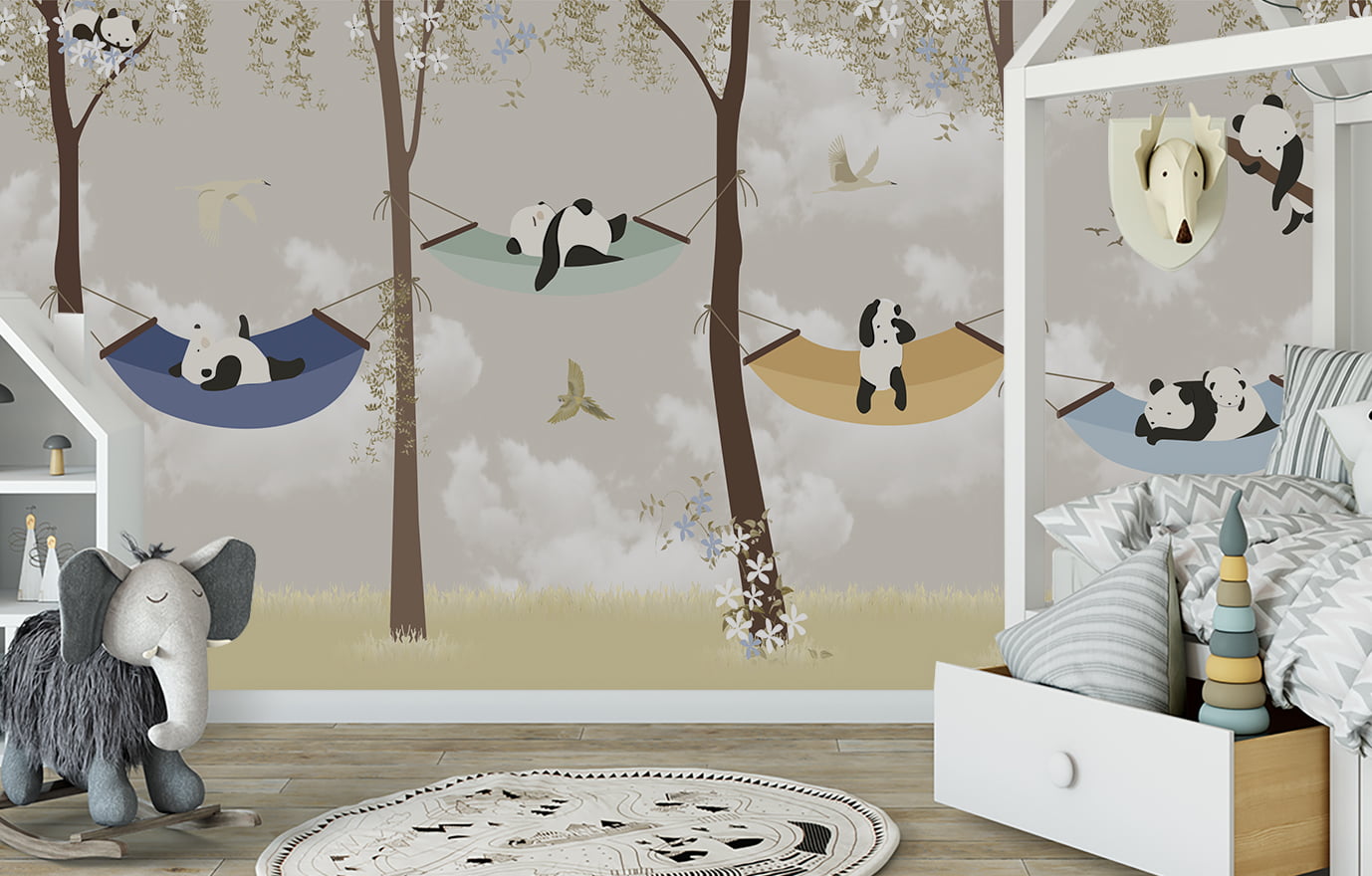 Papel de Parede Infantil Quarto Urso Panda