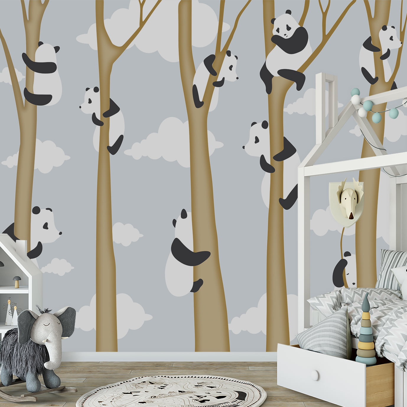 Papel de parede para quarto de bebê infantil Urso Panda