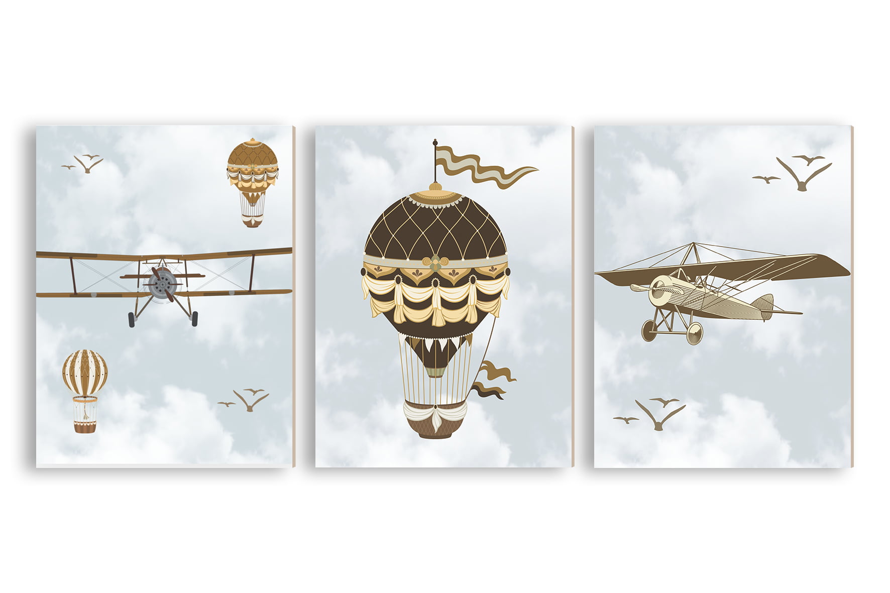 Placas Decorativas Aviões Balões Menino - PC91