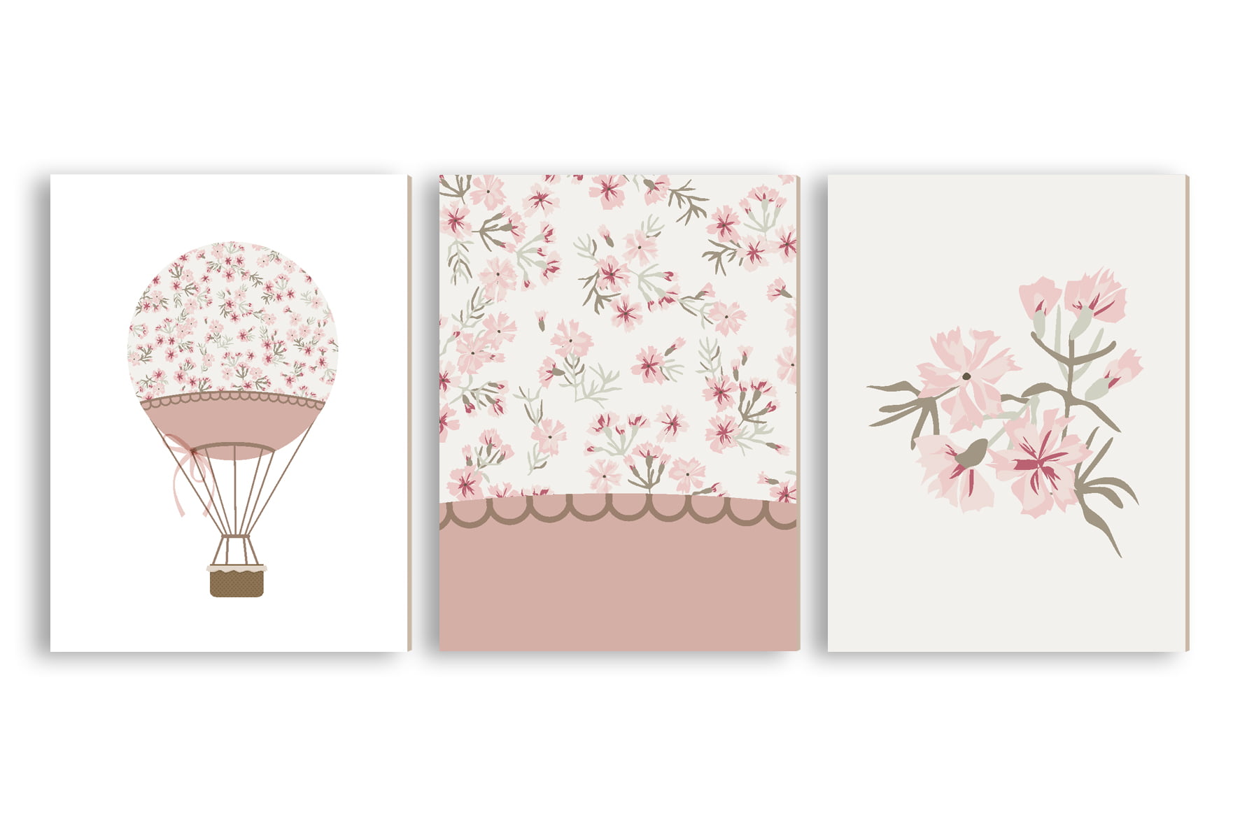 Placas Decorativas Floral Balões Rosa Menina - PC56