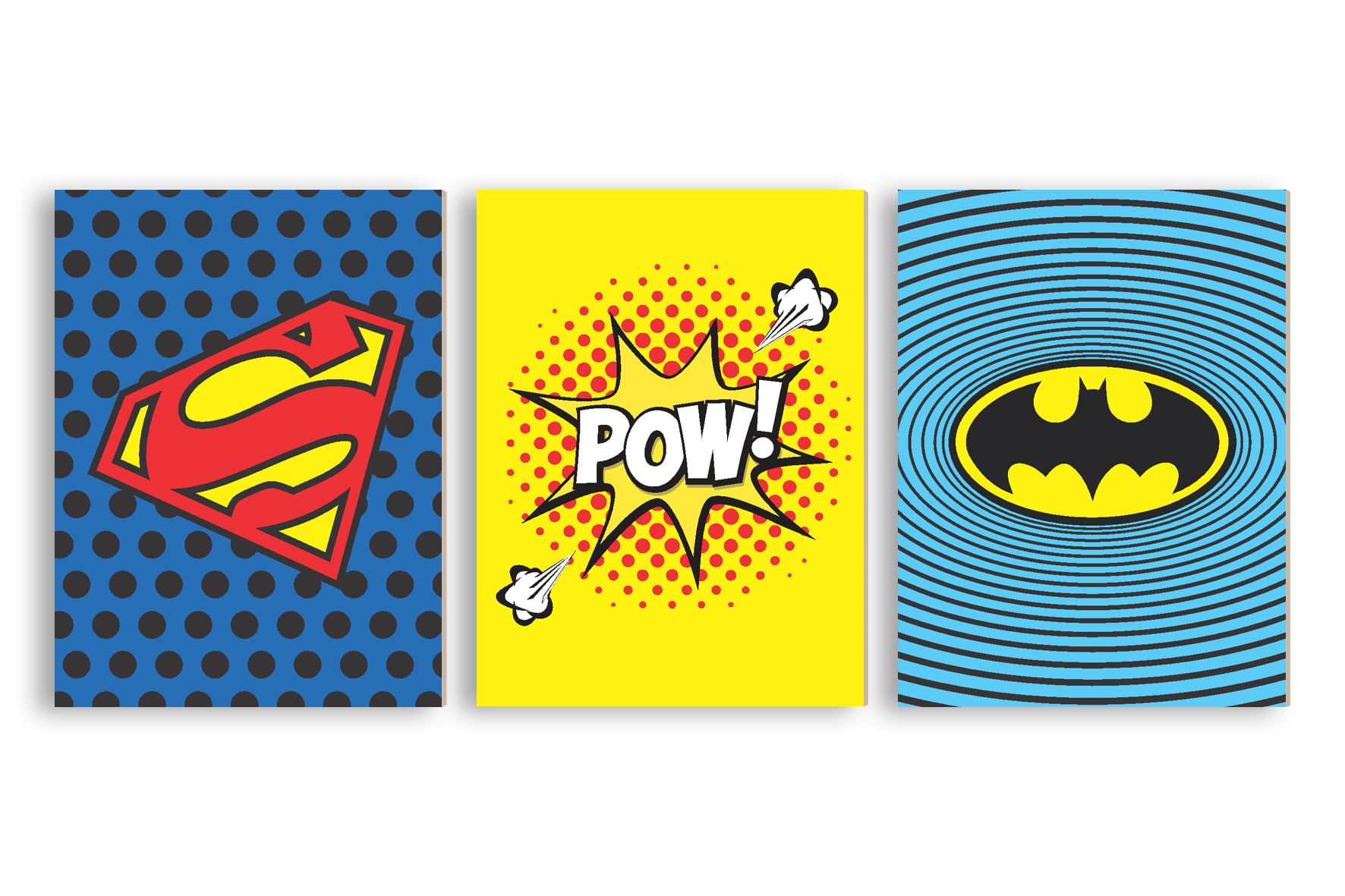 Placas Decorativas Infantil Geométricos Super Heróis - PC185
