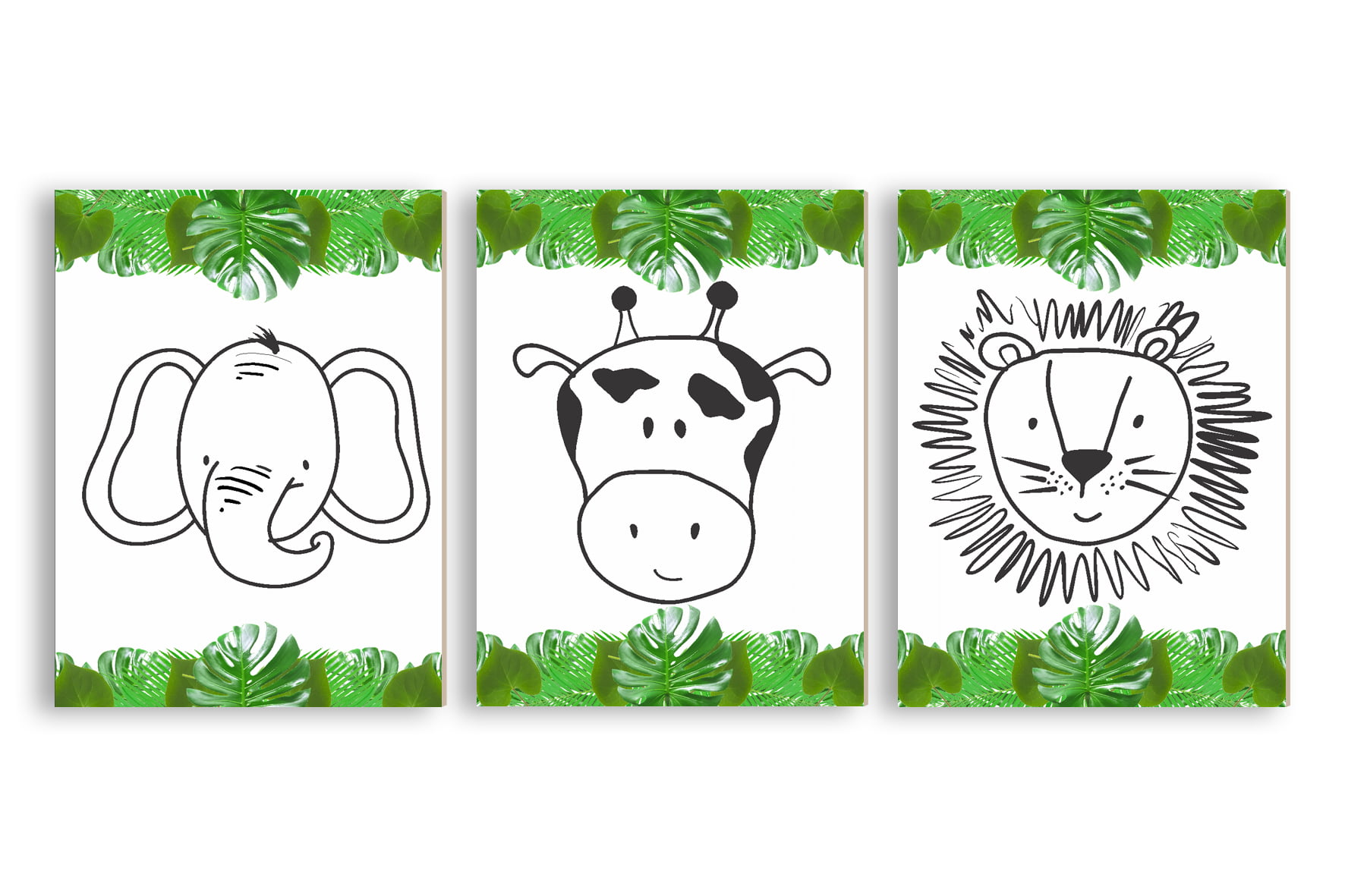 Placas Decorativas Safári Leão Folhas Verde - PC99