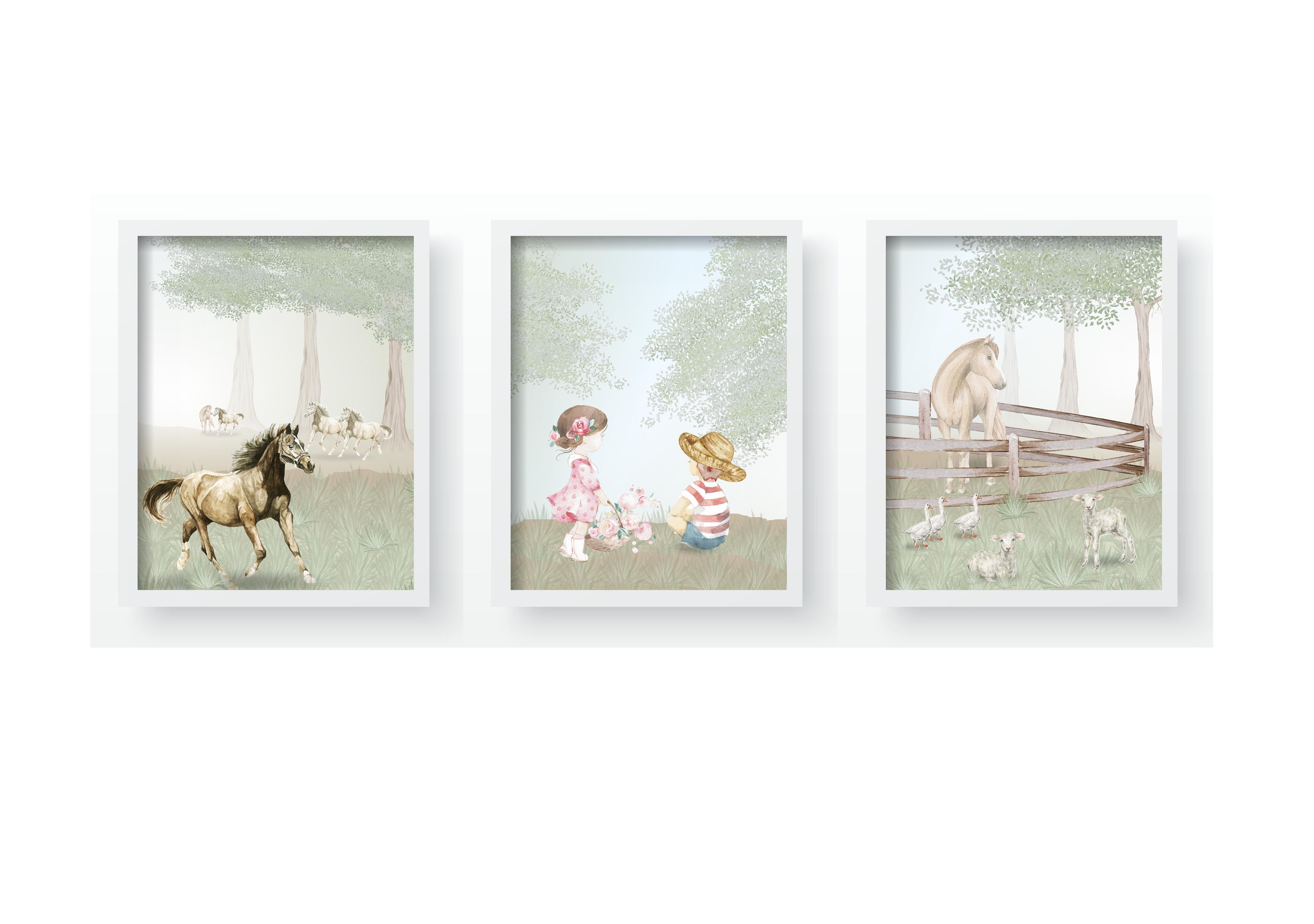 Quadro Decorativo Infantil Fazendinha  - QD550 Papel de parede  infantil, Enxovais para Bebê, Kits Berço, Kit Cama, faixa decorativa, régua do crescimento, quadros decorativos infantil.