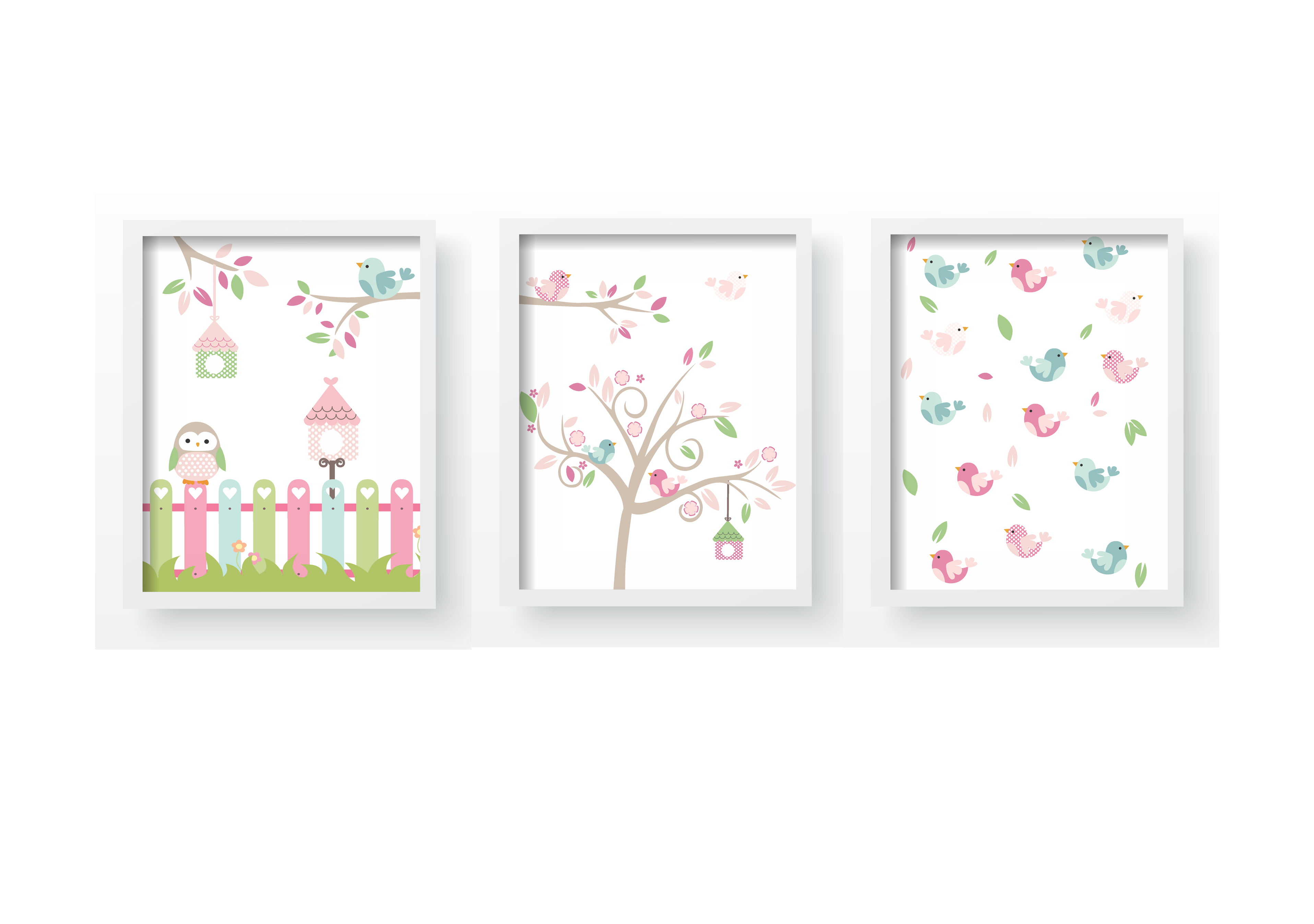 Quadro Decorativo Infantil Jardim Encantado Pássaros Personalizado Moldura MDF QD682 Papel de parede  infantil, Enxovais para Bebê, Kits Berço, Kit Cama, faixa decorativa, régua do crescimento, quadros decorativos infantil.