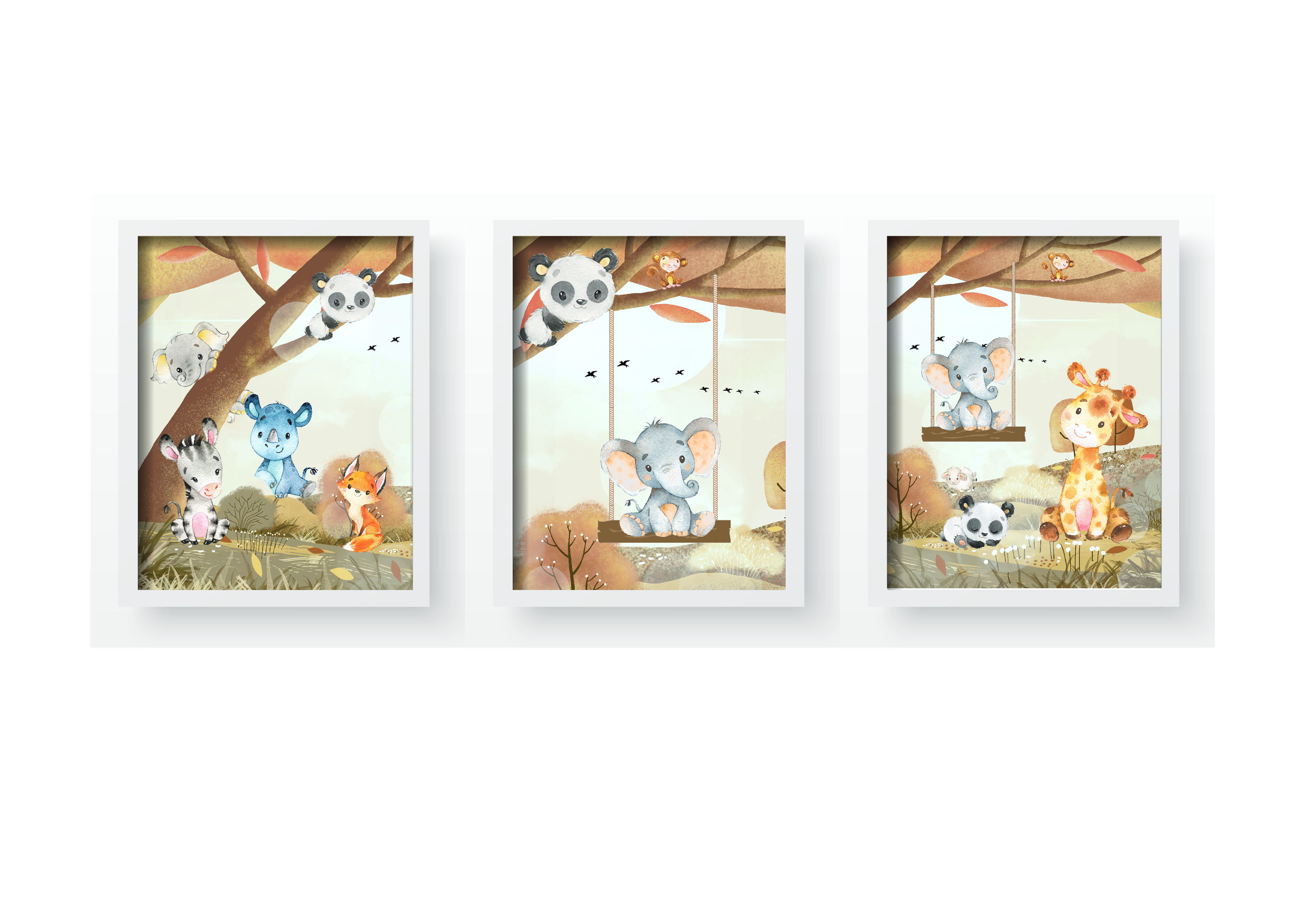 Quadro Decorativo Infantil Safari Baby Animais Bosque Personalizado Moldura MDF QD350 Papel de parede  infantil, Enxovais para Bebê, Kits Berço, Kit Cama, faixa decorativa, régua do crescimento, quadros decorativos infantil.