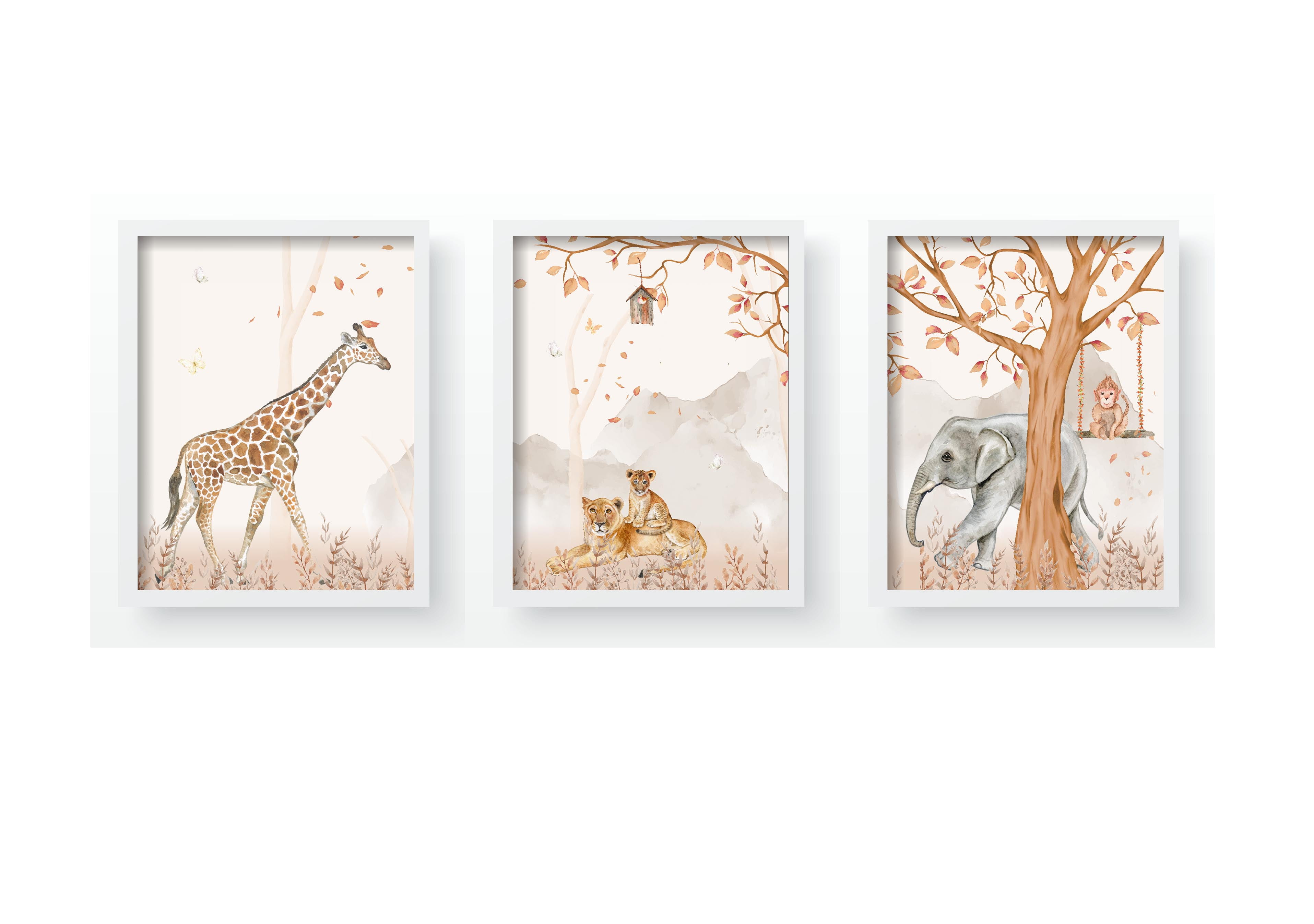 Quadro Decorativo Infantil Safari Elefante Leão Personalizado Moldura MDF QD539 Papel de parede  infantil, Enxovais para Bebê, Kits Berço, Kit Cama, faixa decorativa, régua do crescimento, quadros decorativos infantil.