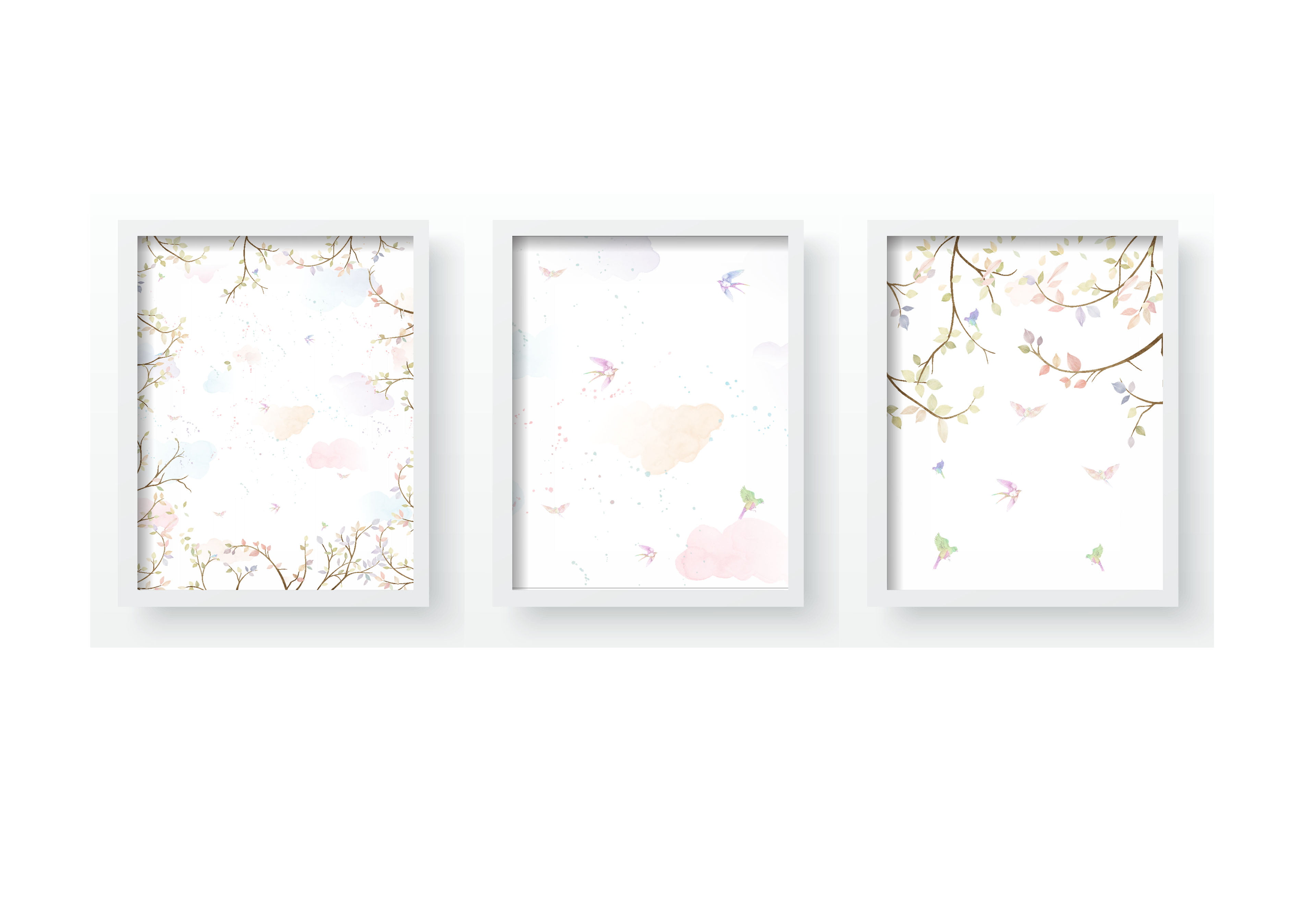 Quadro Decorativo Floral passarinhos