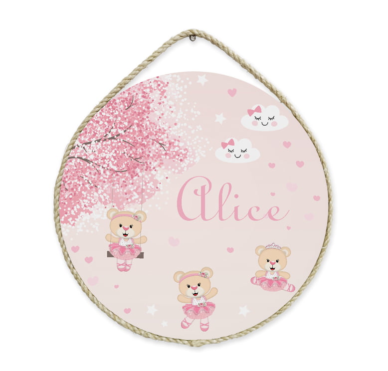 Porta Maternidade Personalizado Ursinha Floral Rosa - PM140