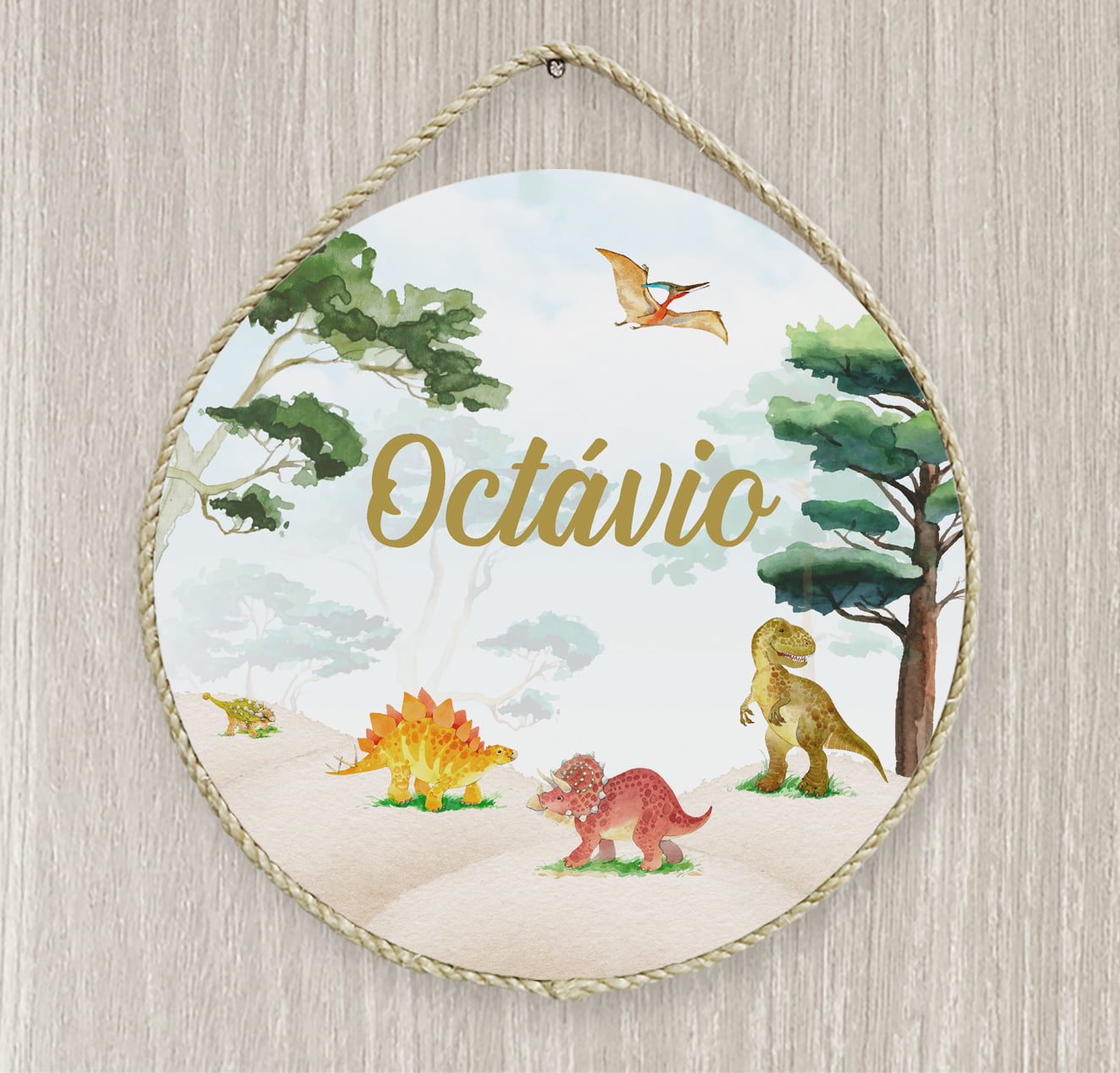 Porta Maternidade dinossauros floresta árvores Quarto Infantil Bebê - Pm480