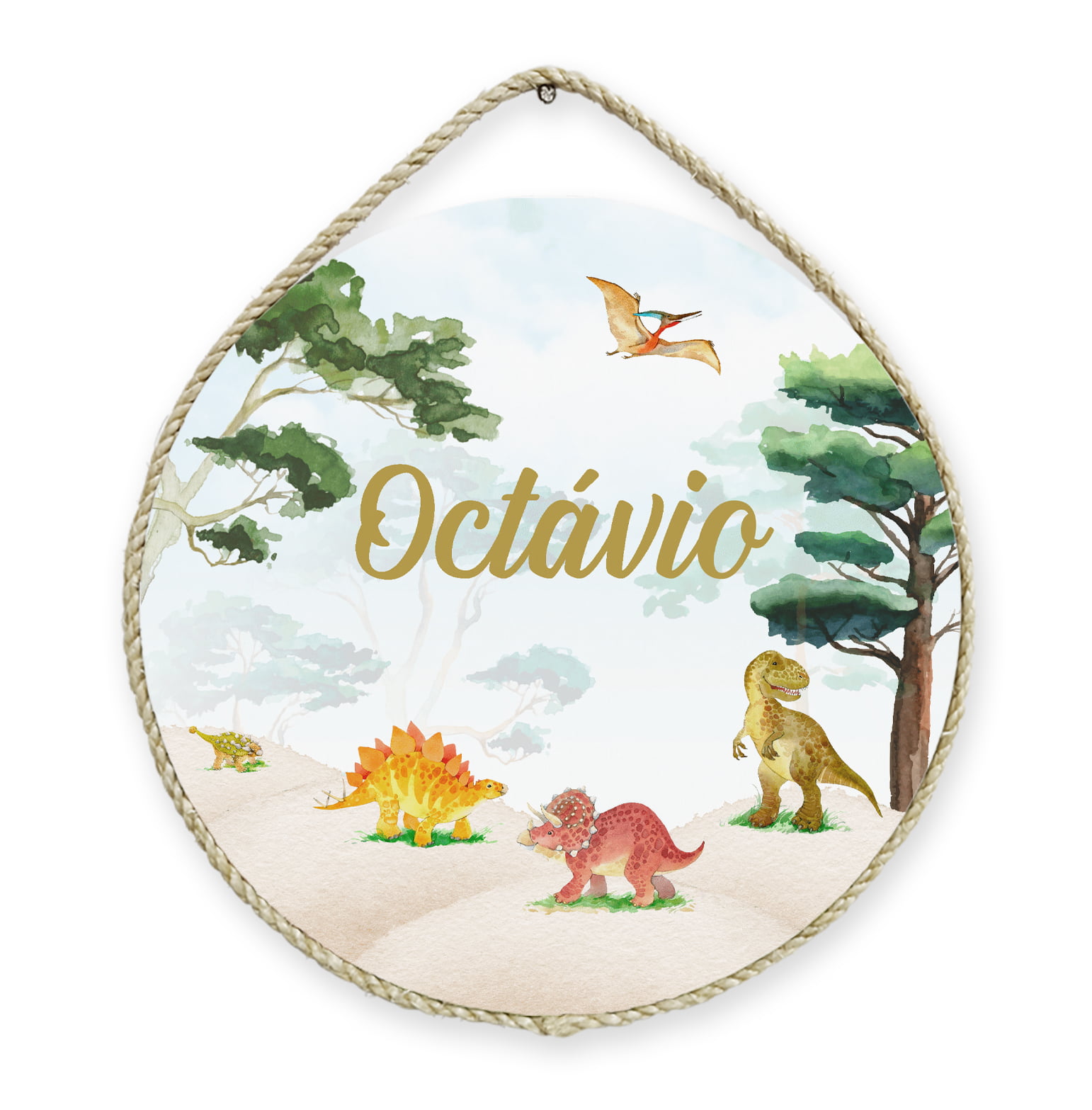 Porta Maternidade Dinossauros Floresta com Árvores  Personalizado - PM480
