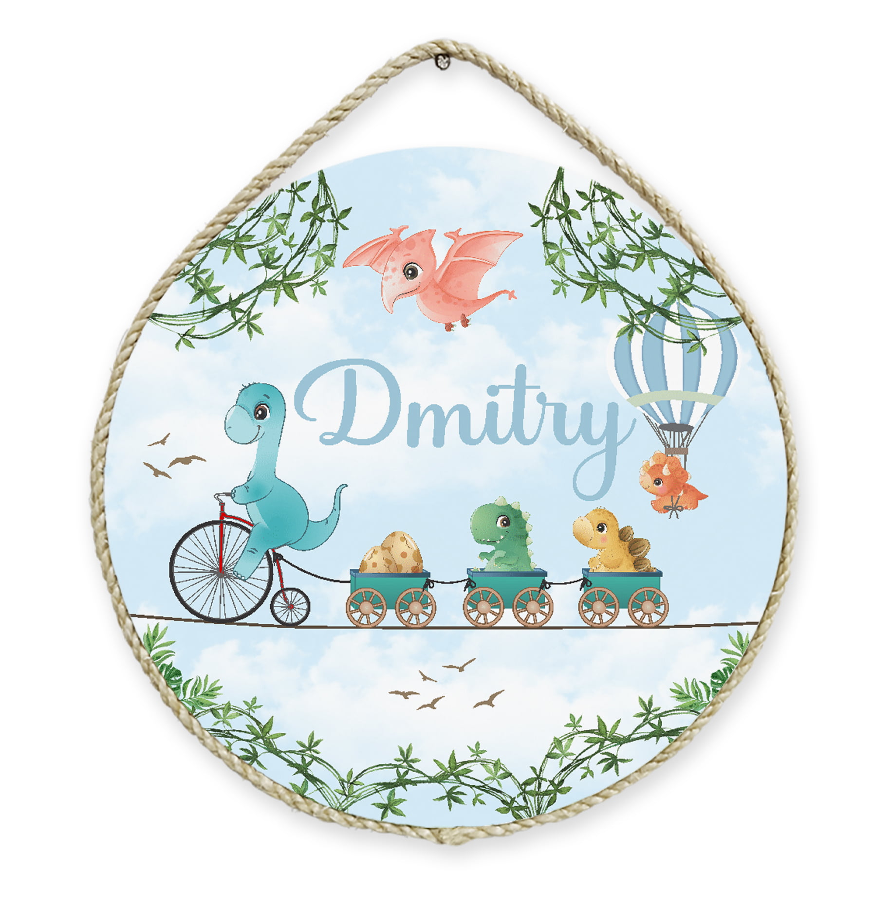 Porta Maternidade Dinossauros Folhas Infantil Personalizado - PM335