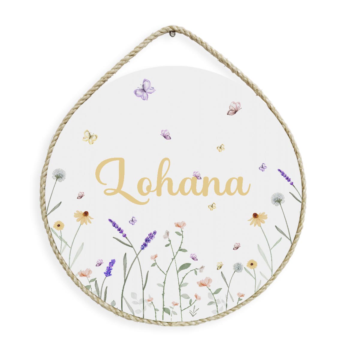 Porta Maternidade Personalizado Jardim Encantado Flores e Borboletas - PM646
