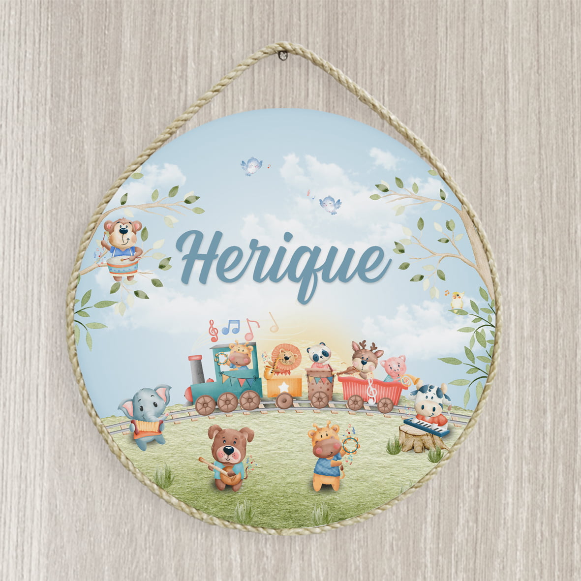 Porta Maternidade Personalizado Animais Musicais Floresta Safari Infantil Bebê - VR592