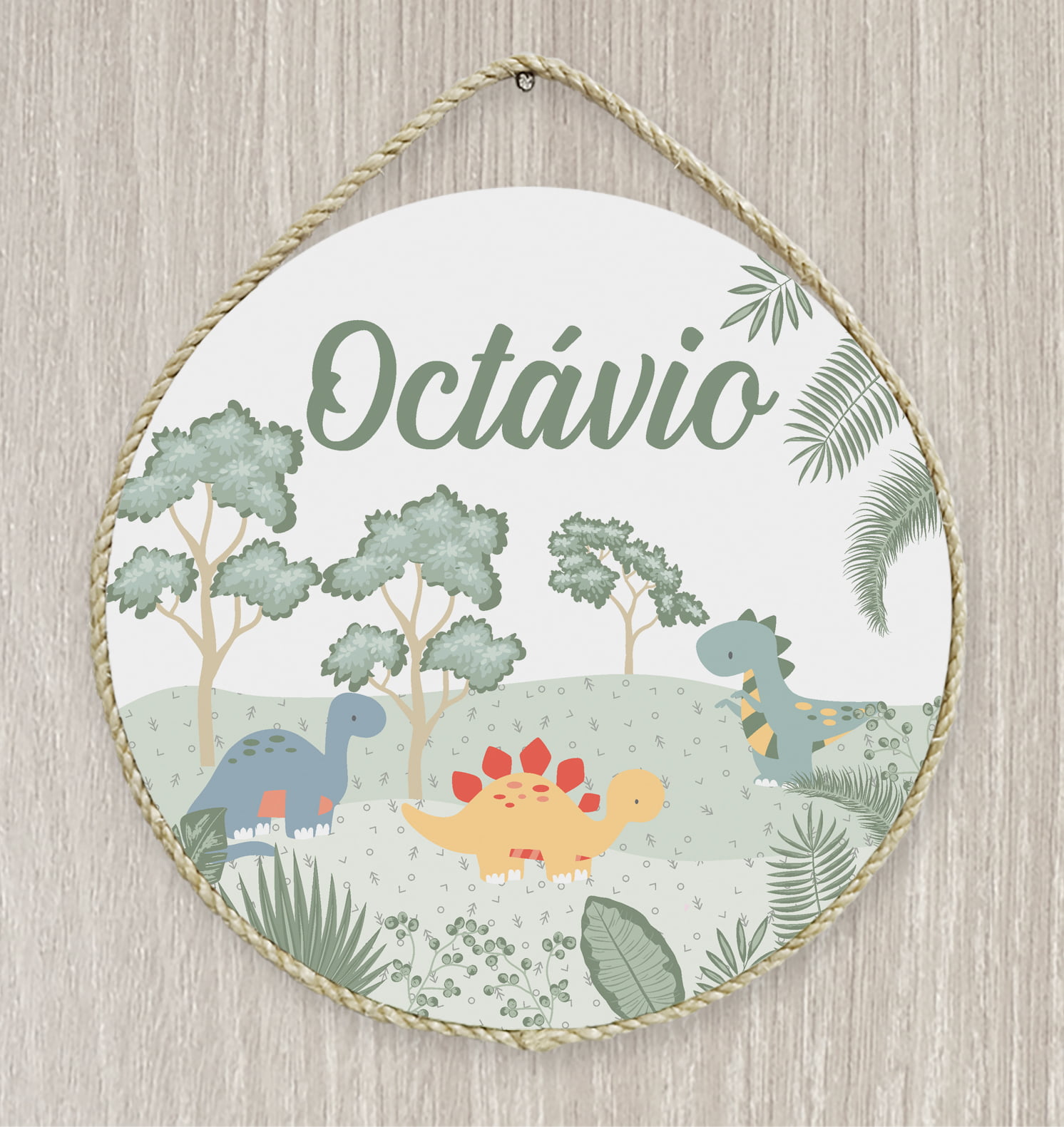 Porta Maternidade Personalizado Infantil dinossaurinhos floresta - PM265