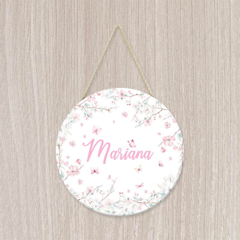 Porta Maternidade Personalizado Infantil Floral Borboletas