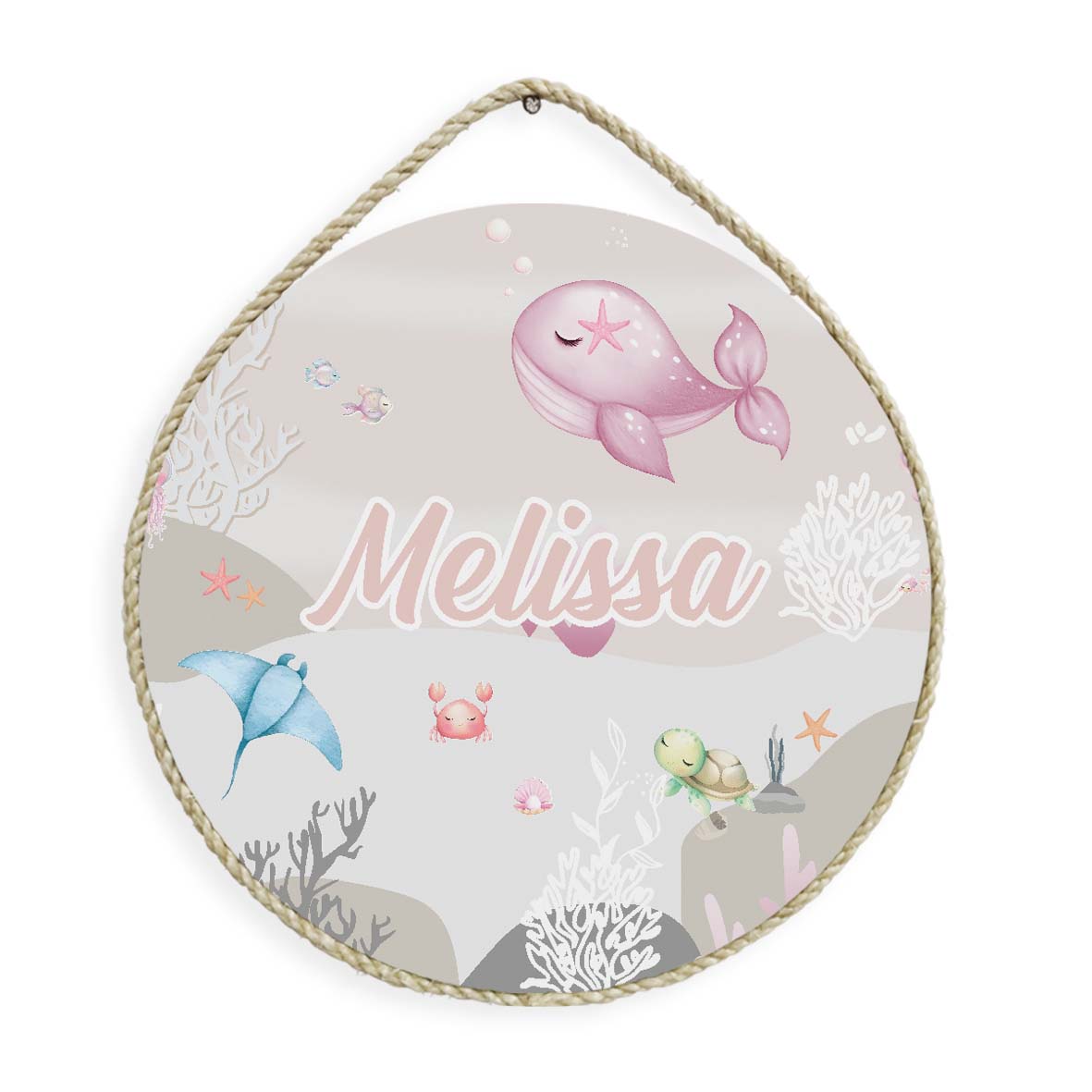 Porta Maternidade Personalizado Infantil Fundo do Mar Rosa Menina - PM737