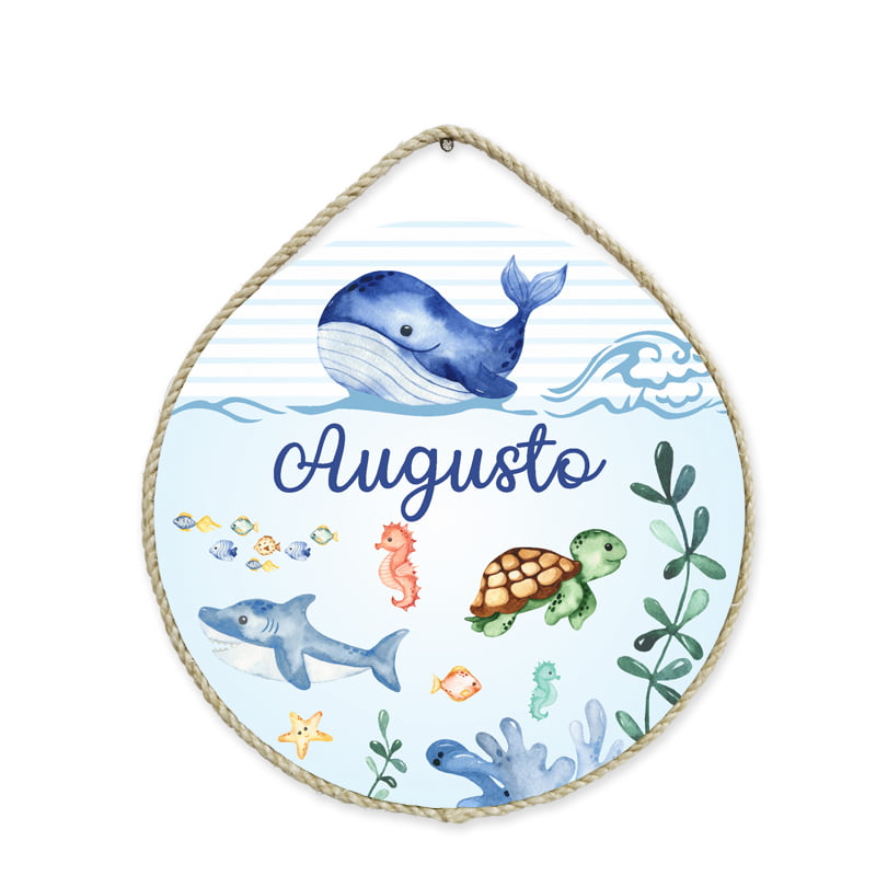 Porta Maternidade Personalizado Infantil Fundo do Mar