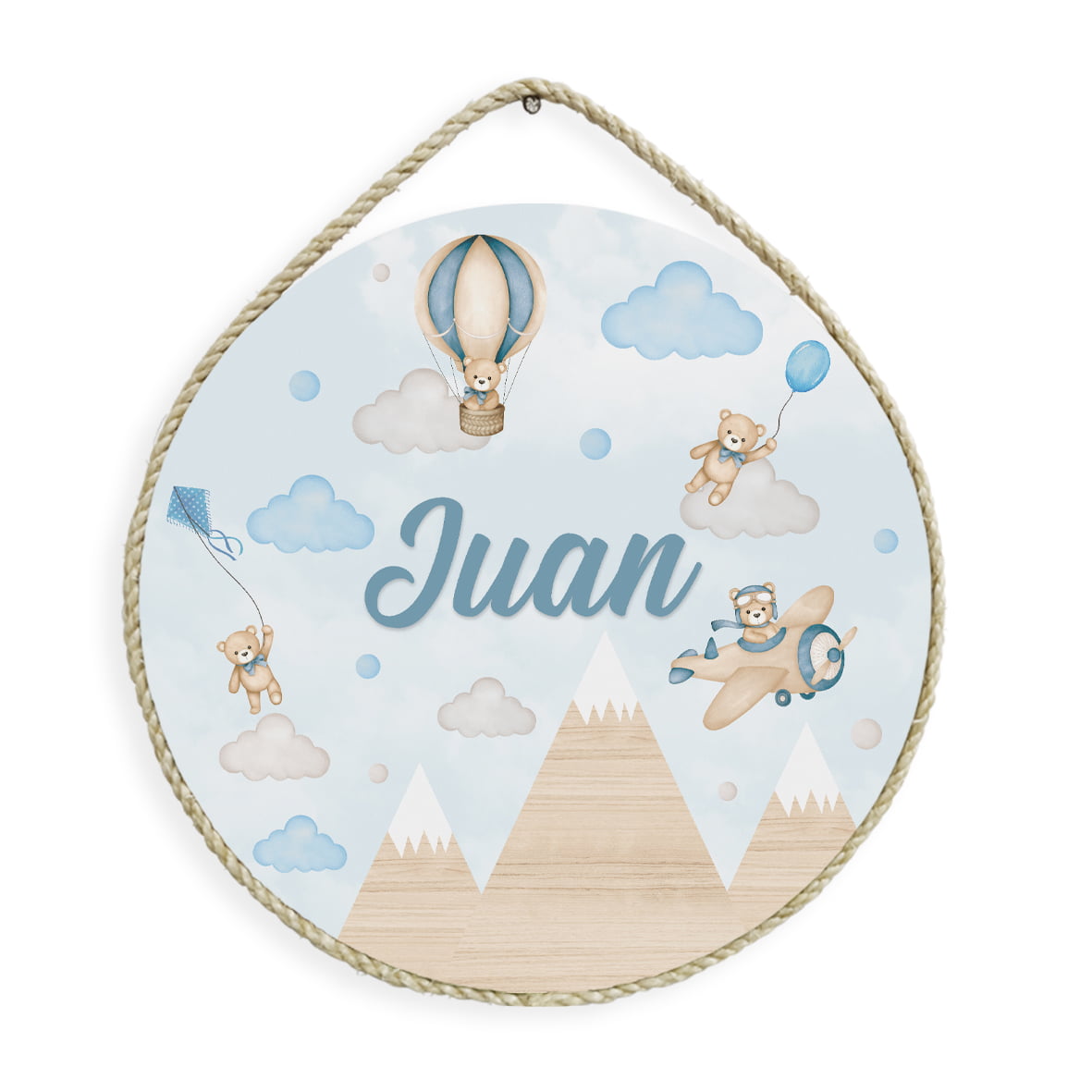 Porta Maternidade Personalizado Infantil Menino Ursinho Aviador Baloeiro - PM566