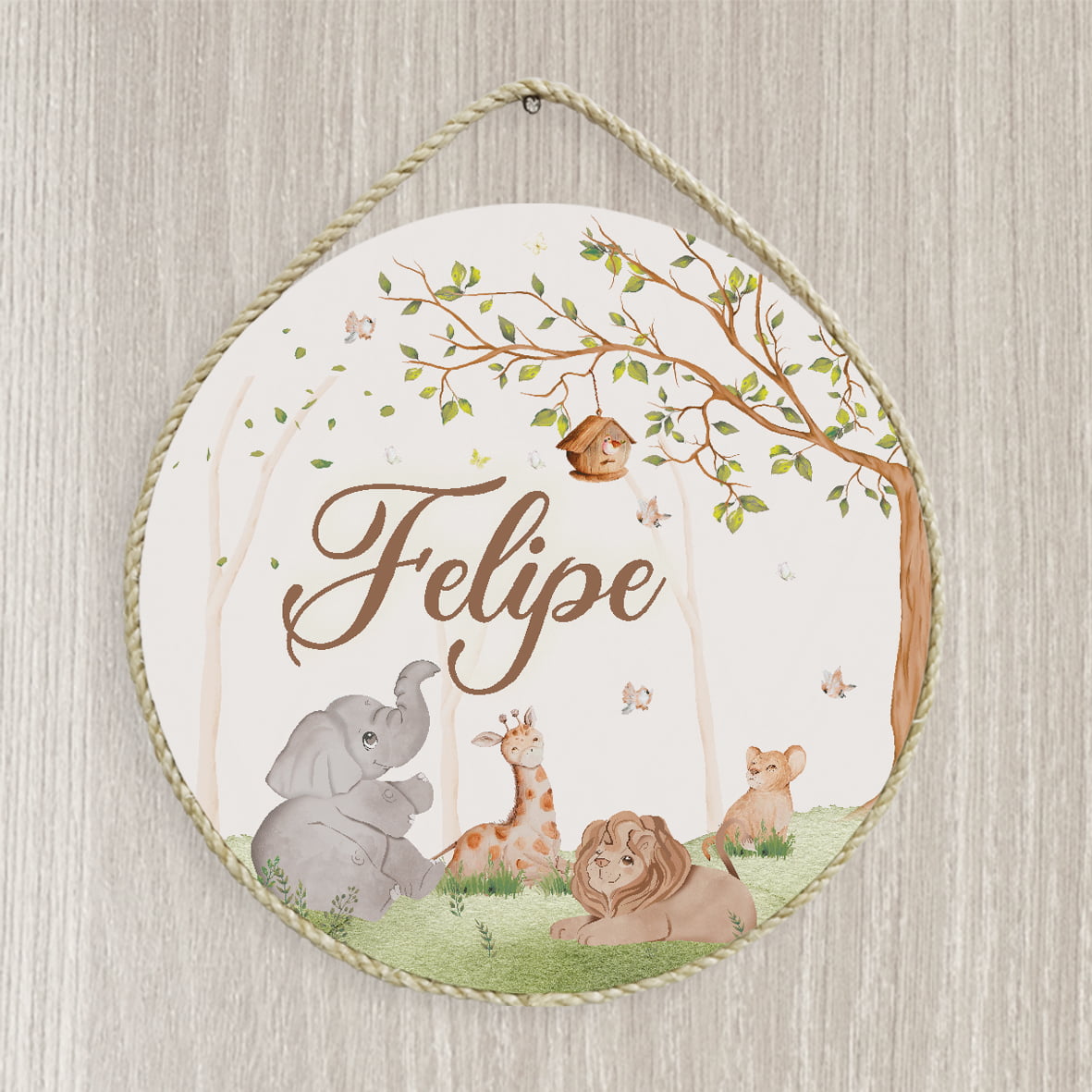 Porta Maternidade Personalizado Infantil safari animais árvore - PM541