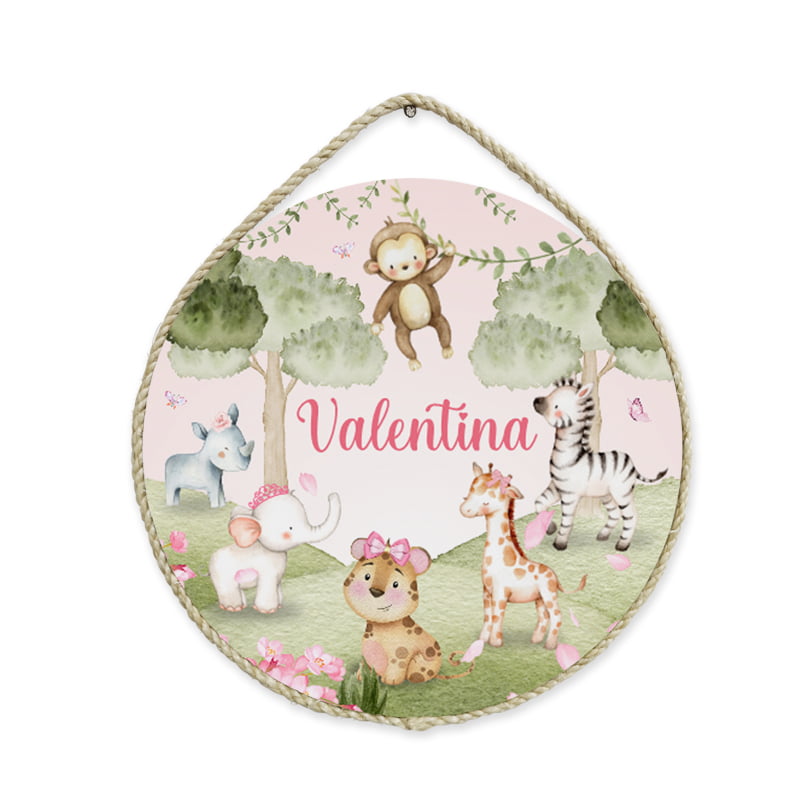 Porta Maternidade Personalizado Tema Safári Bosque Menina PM479 R