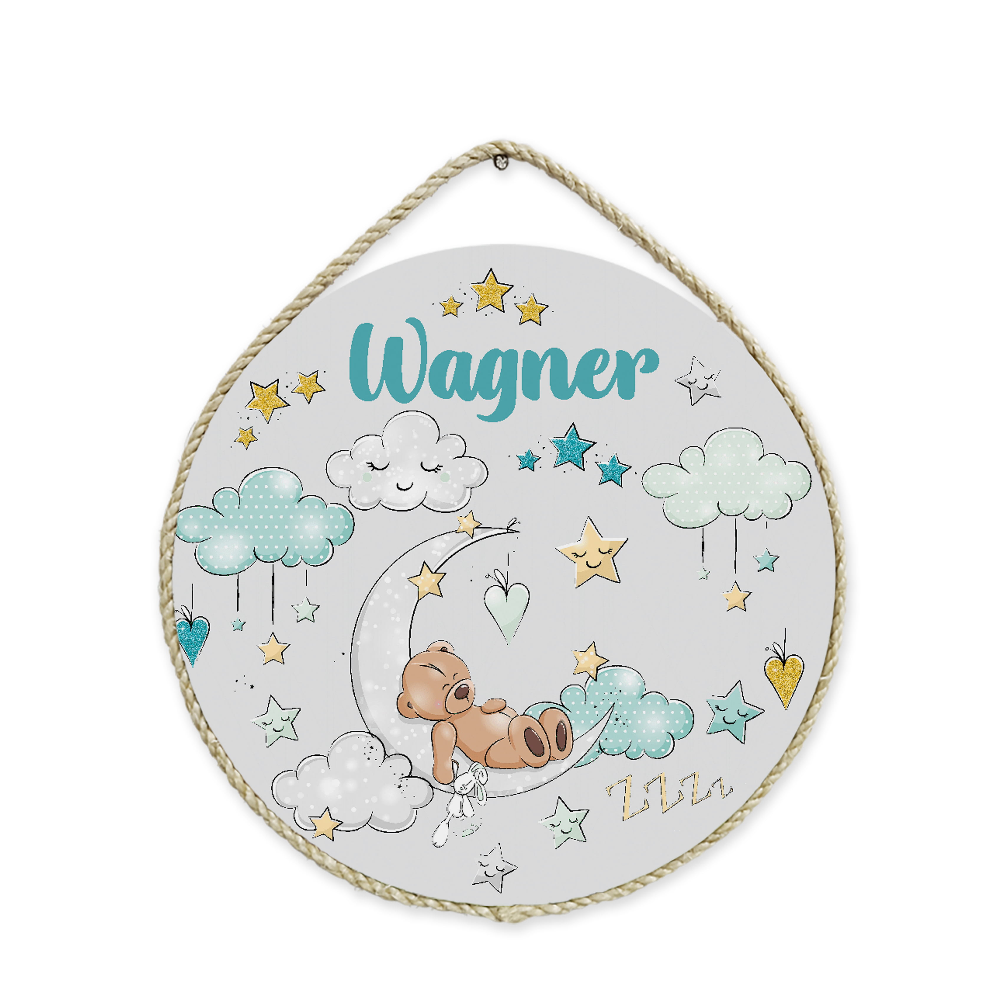Porta Maternidade Estrelas e Nuvens Personalizado para Bebê- PM114
