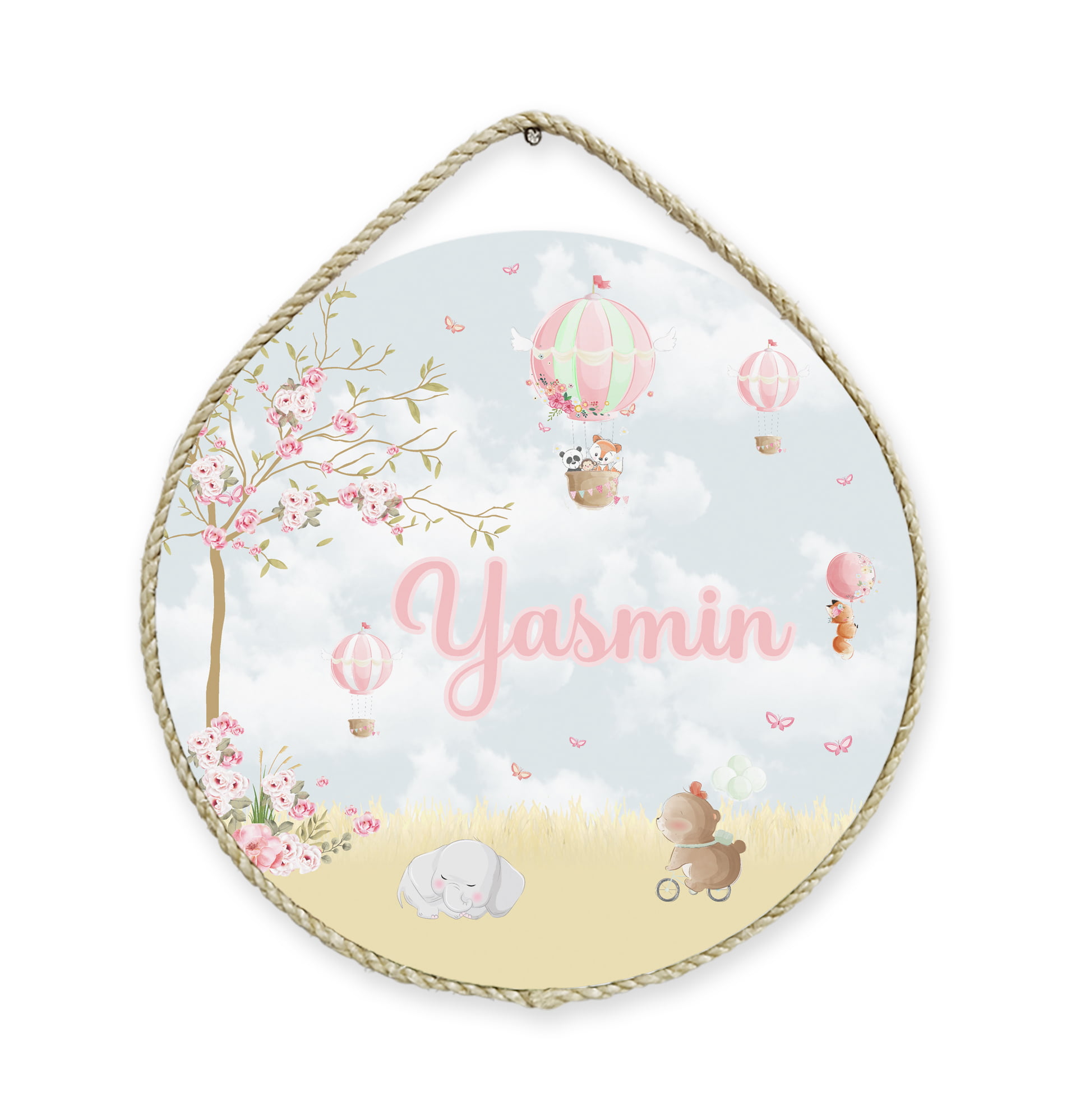 Porta Maternidade Personalizado Safári Floral com Balão em MDF - PM41