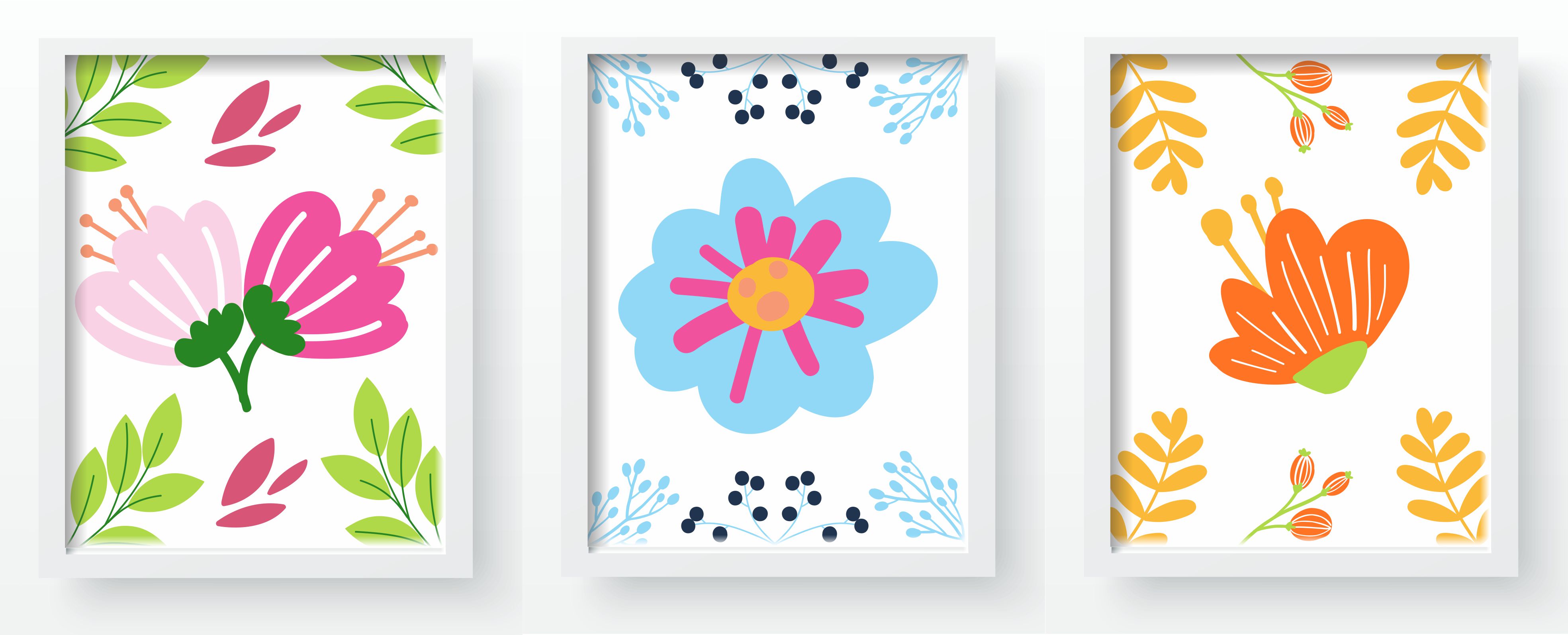 Quadro Decorativo Infantil de parede Floral com Flores Lúdicas