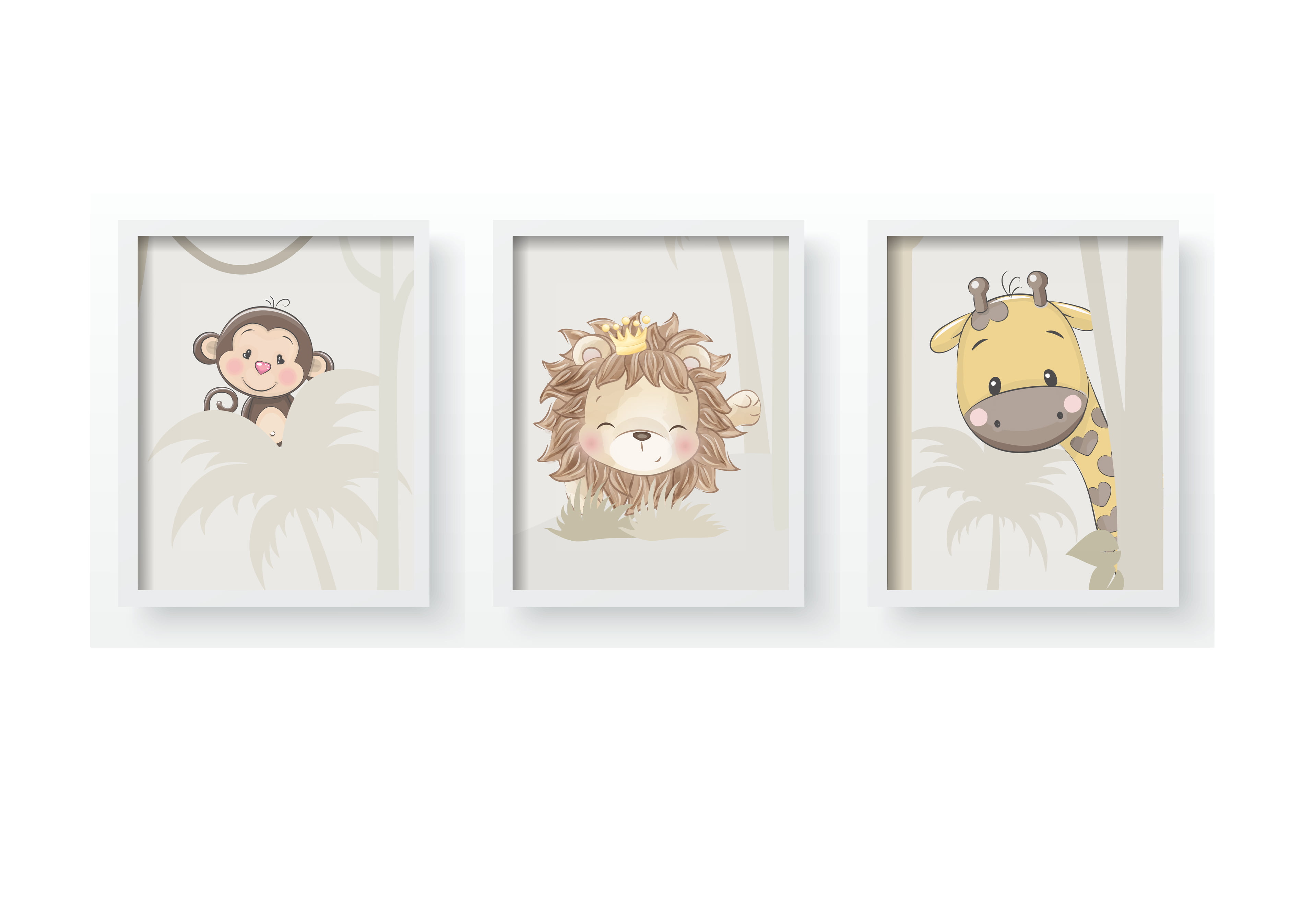 Quadro Decorativo Infantil floresta safari animais árvores - QD391