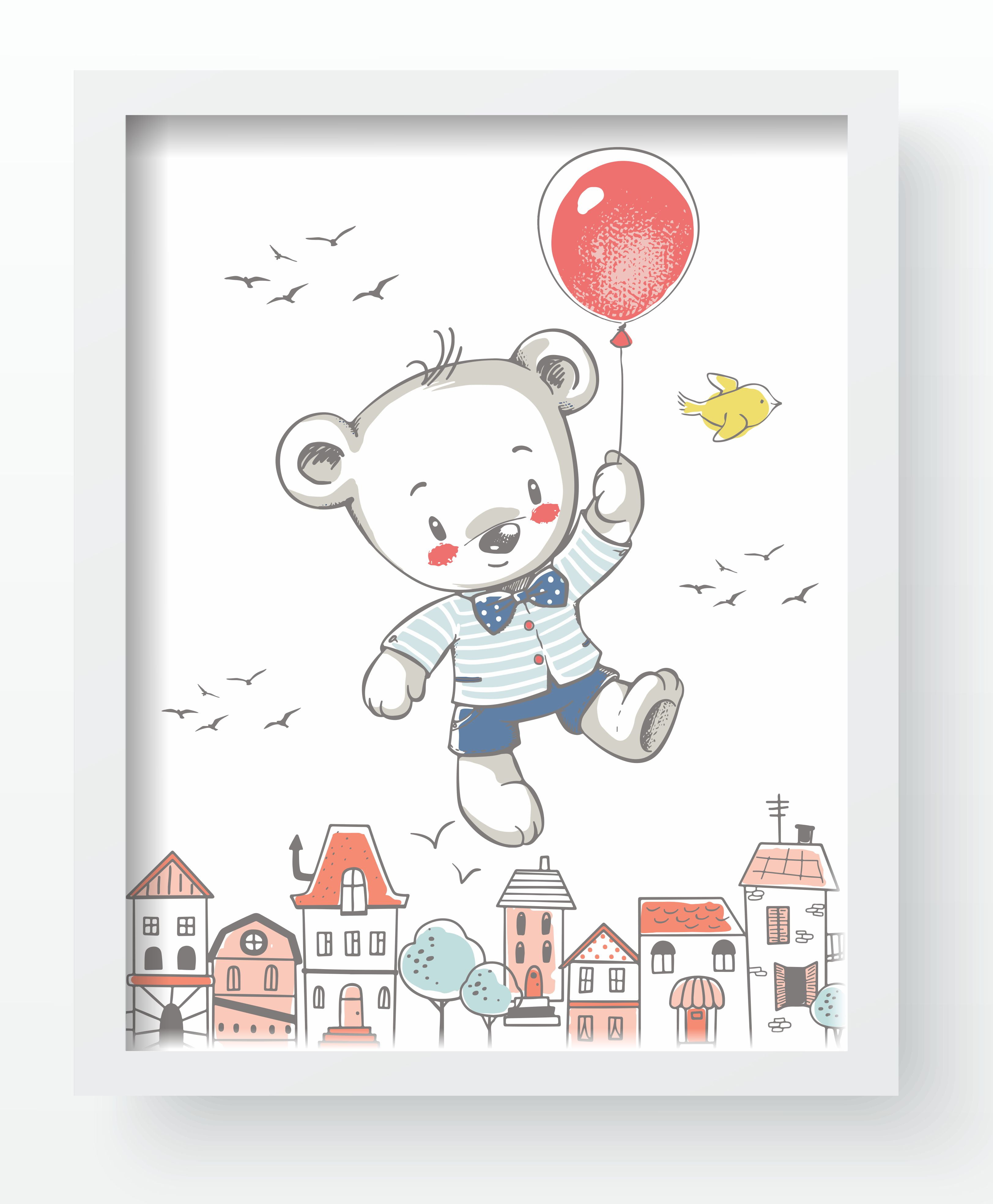 Quadro Infantil Bebê Desenho Helicóptero