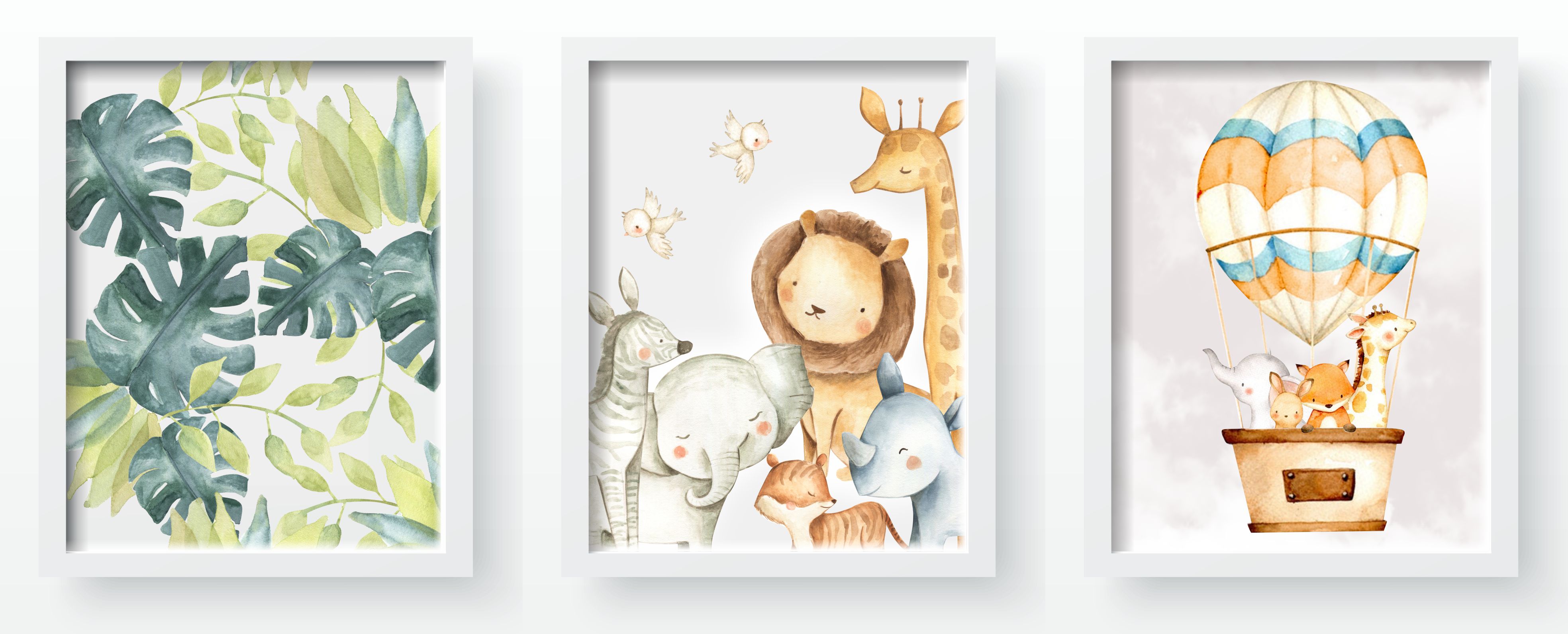 Quadro Decorativo Infantil de parede Safari Aquarelado