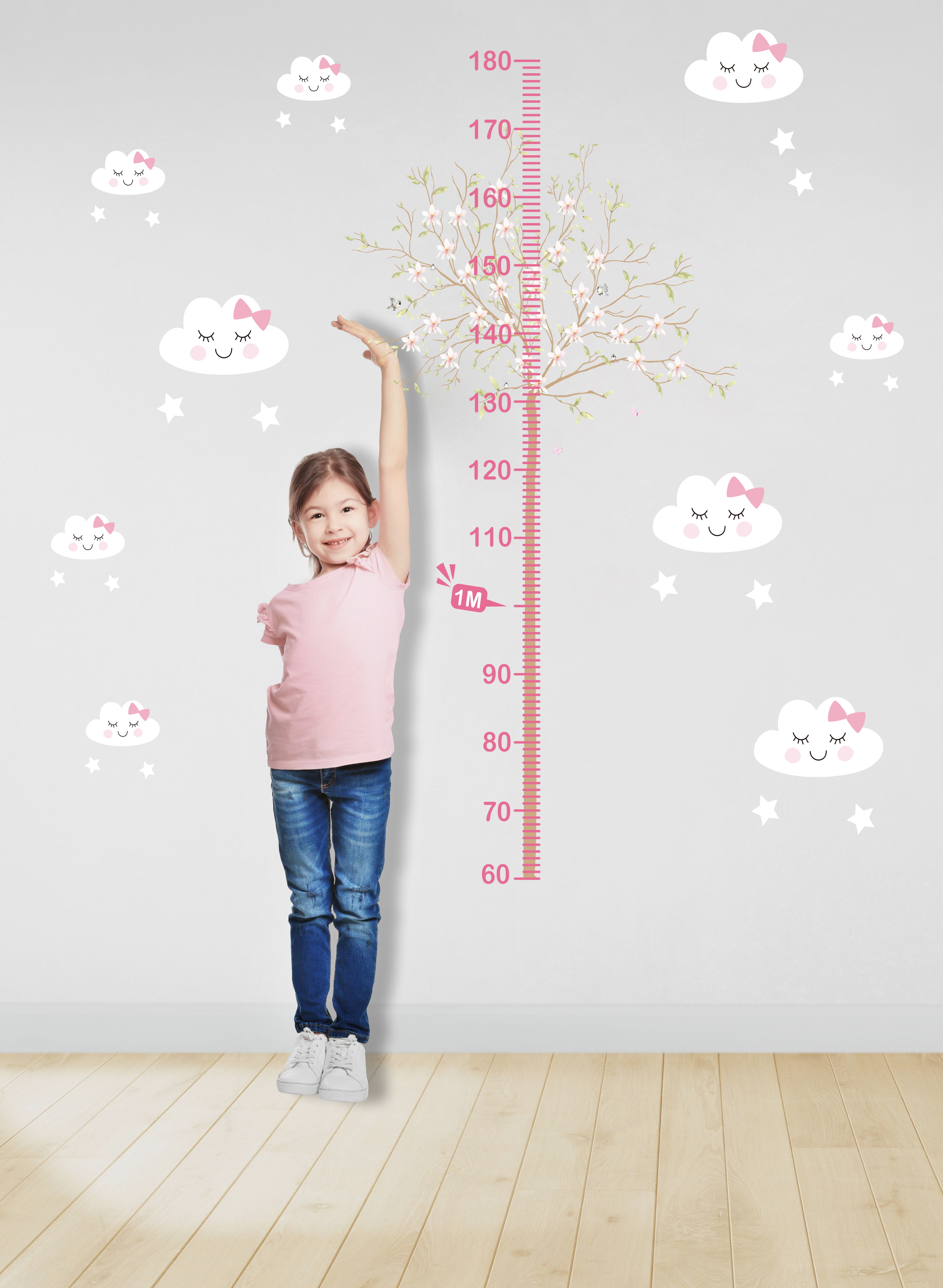 Régua do Crescimento Infantil Árvore Pássaro e Borboletas