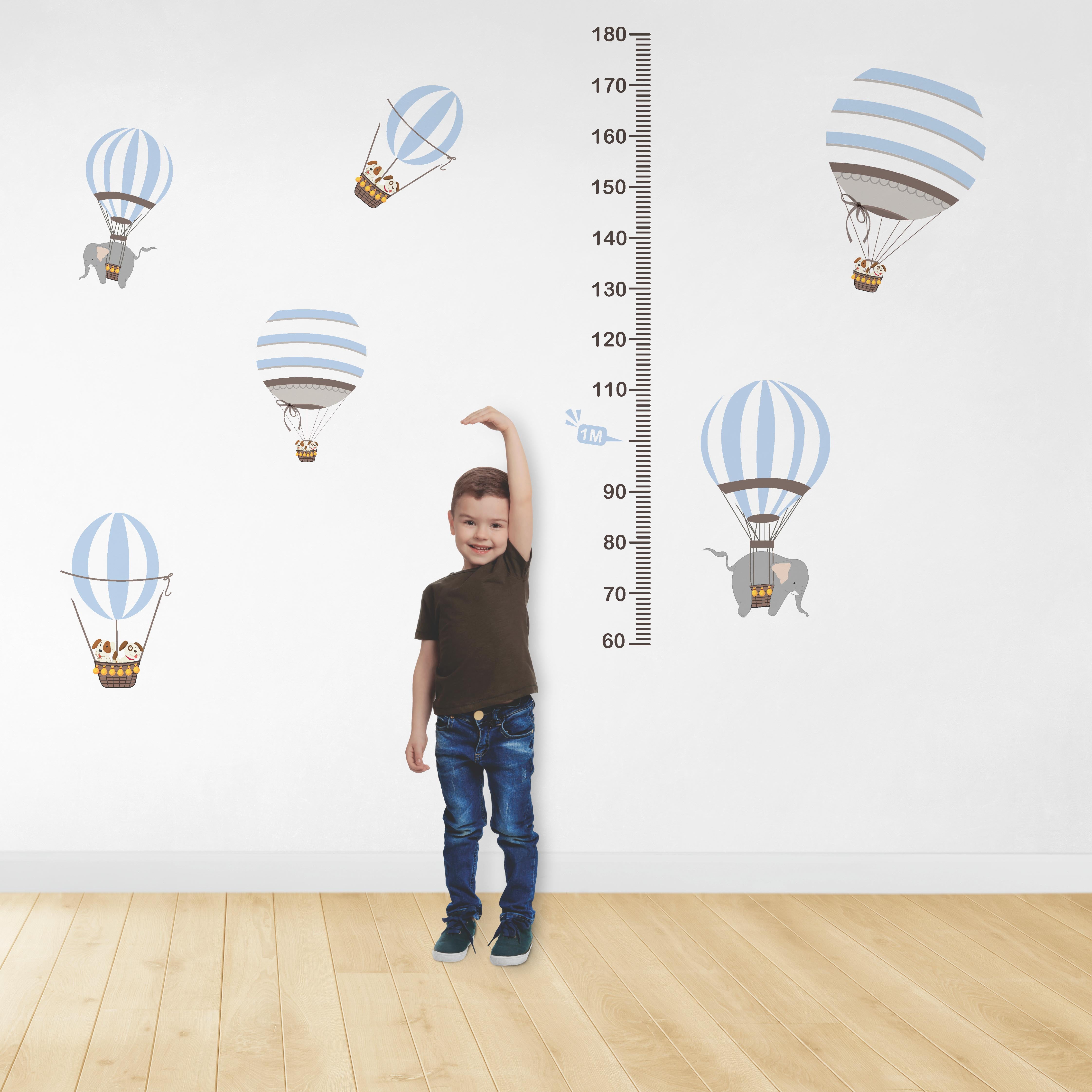 Régua do Crescimento Infantil Safári Balões nas Nuvens