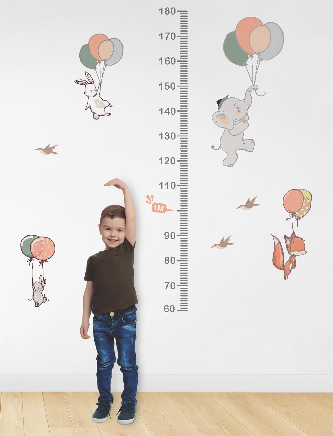 Régua do Crescimento Infantil Elefante no Balão