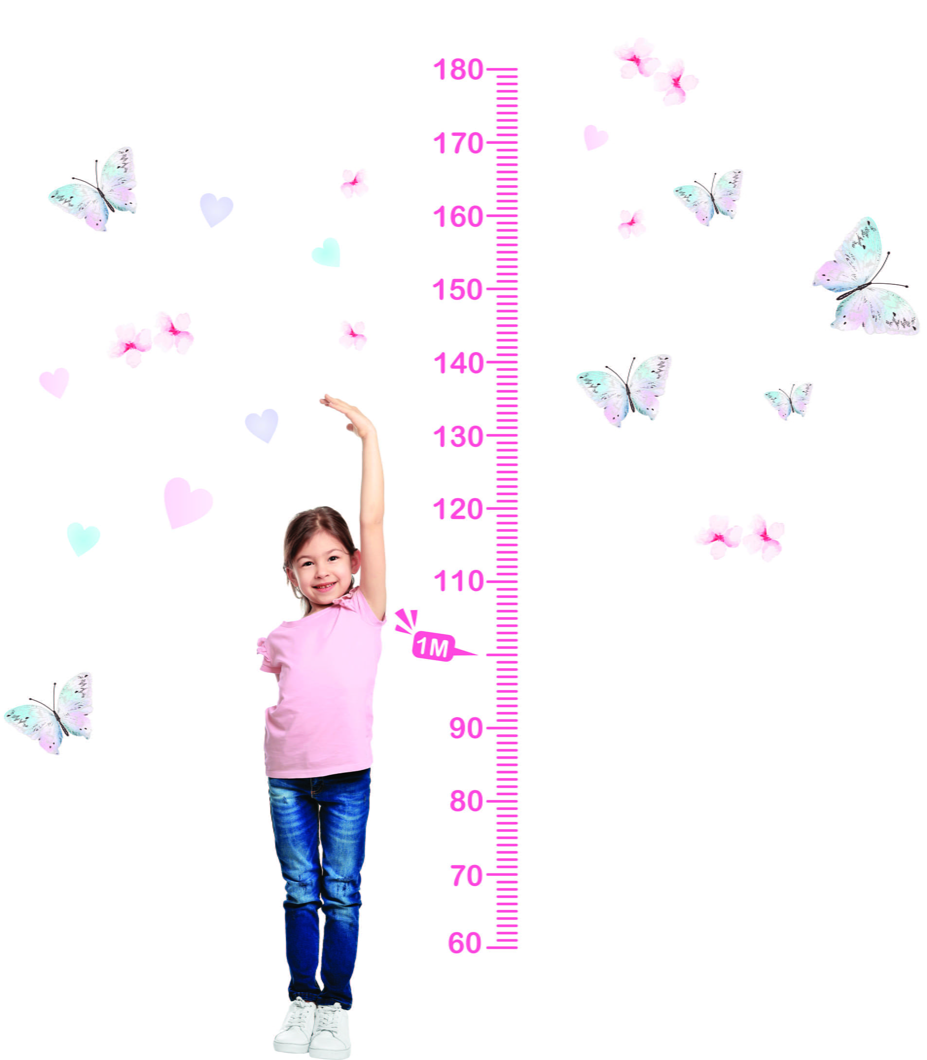 Régua Medidora de Crescimento Infantil Borboletas Lilás – Decoração Delicada - RG85