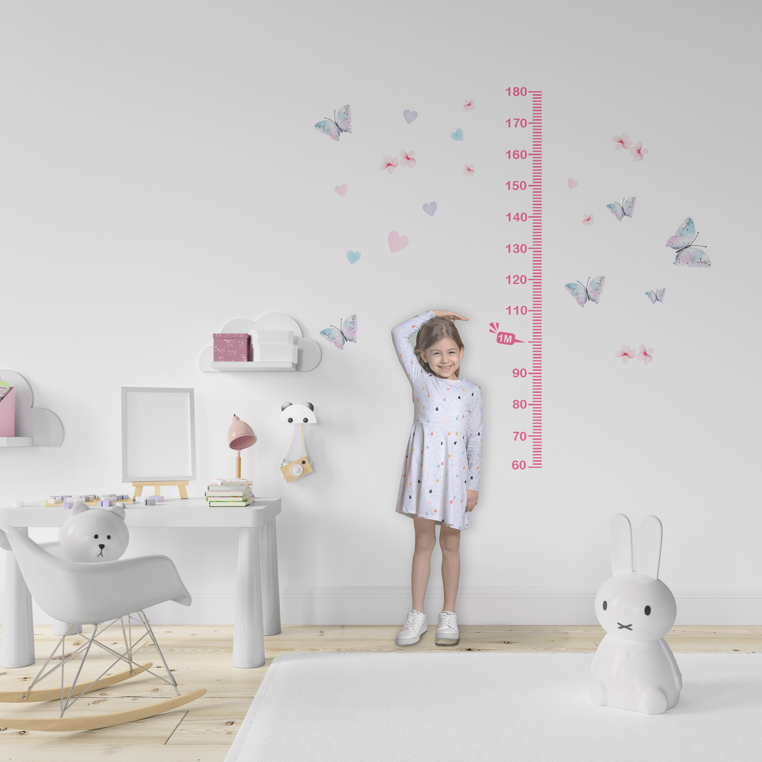 Régua Medidora de Crescimento Infantil Borboletas Lilás – Decoração Delicada - RG85