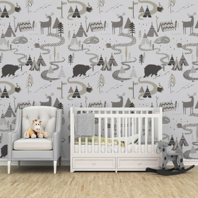 Papel De Parede Aldeias Safari Floresta índios Infantil Bebê - VR574