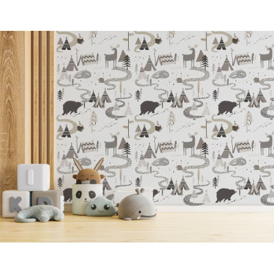 Papel De Parede Aldeias Safari Floresta índios Infantil Bebê - VR574