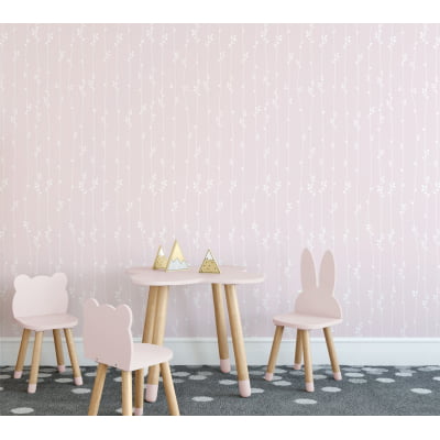 Papel De Parede Folhagens Menina Quarto Infantil Bebê VRC571 