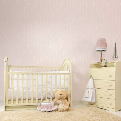 Papel De Parede Folhagens Menina Quarto Infantil Bebê - VRC571 Papel De Parede Folhagens Menina Quarto Infantil Bebê - VRC571
